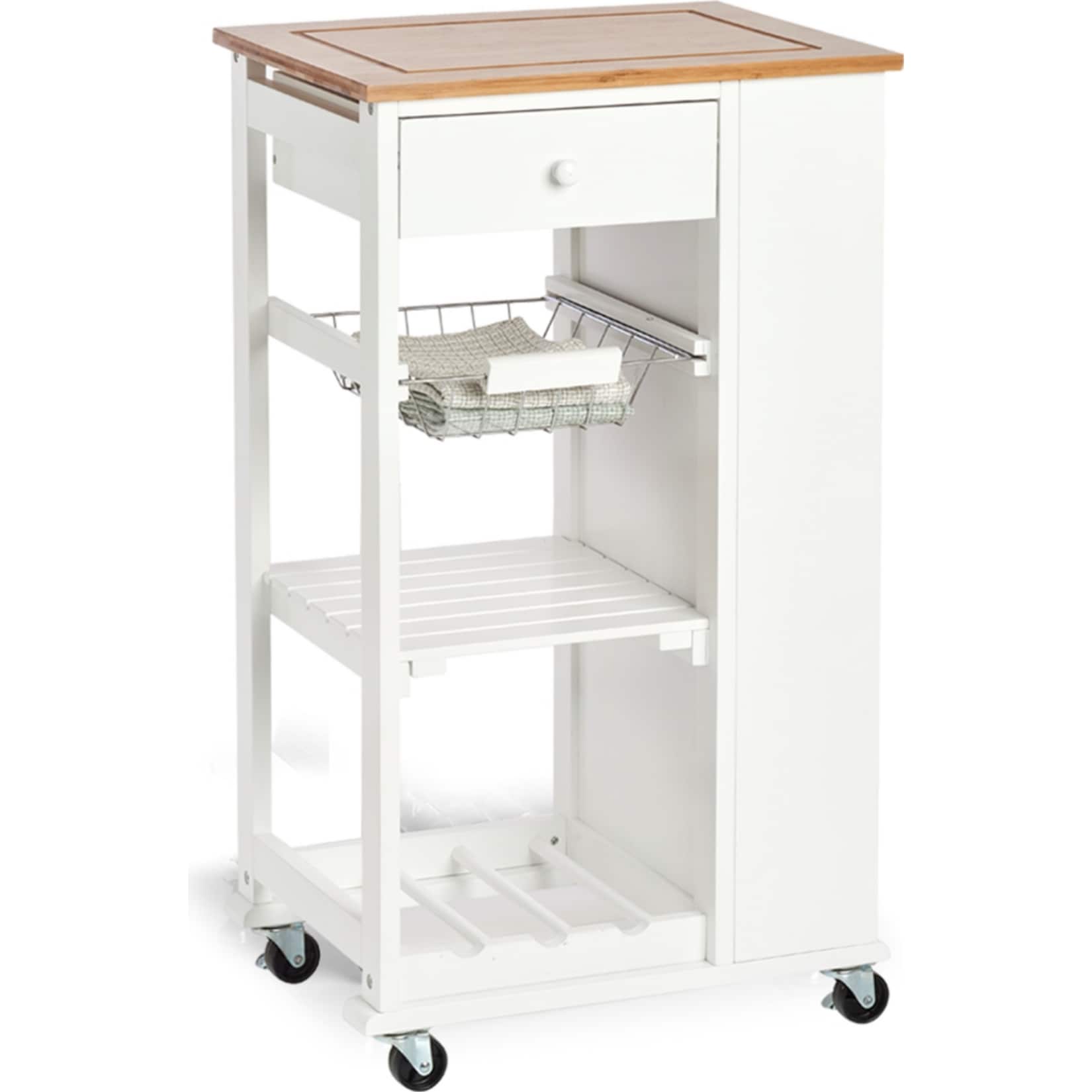 HTI-Living K&uuml;chenrollwagen wei&szlig; Bambus/MDF 