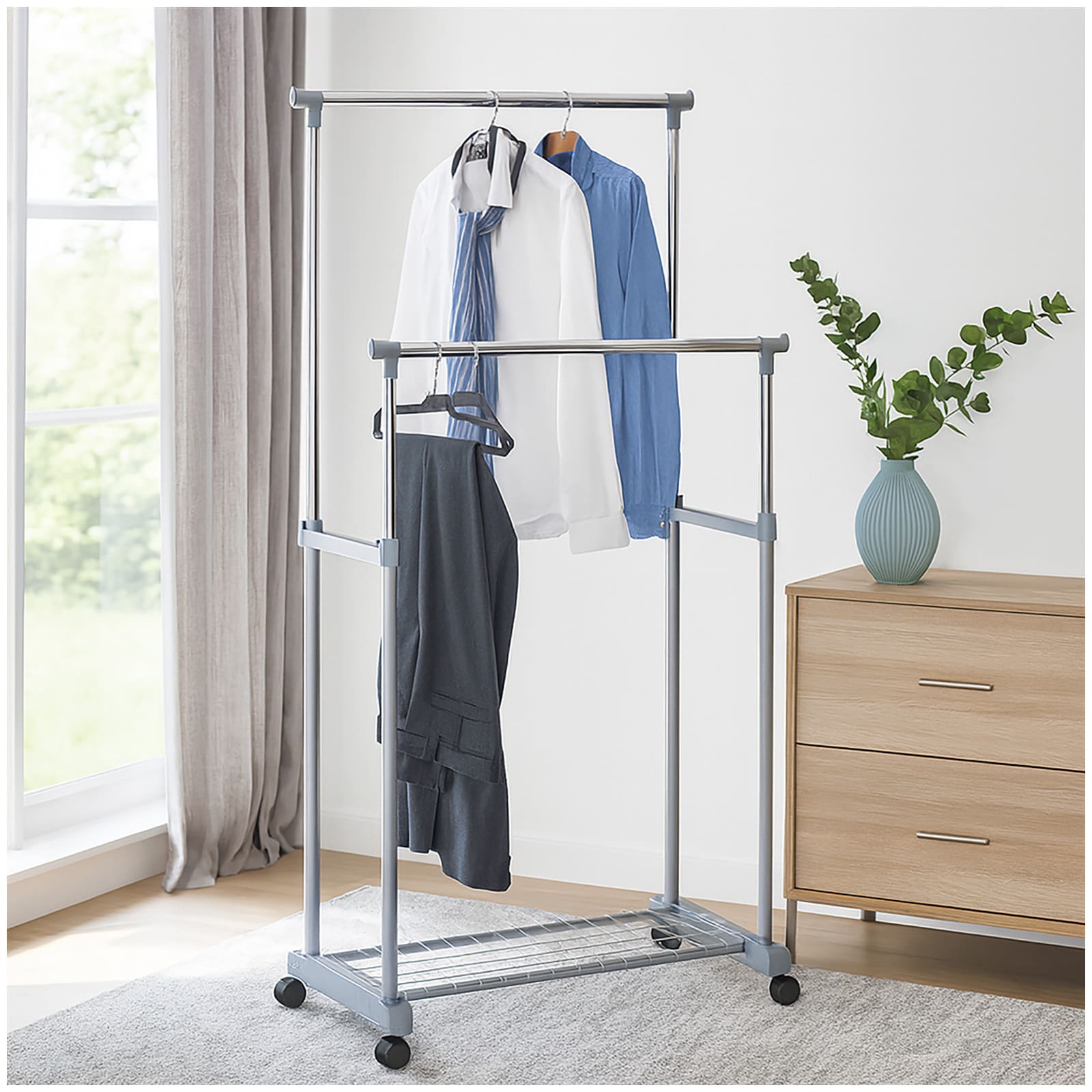 HTI-Living Rollkleiderst&auml;nder, 2-stufig Metall, Kunststoff 