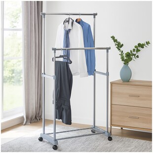 HTI-Living Rollkleiderständer, 2-stufig Metall, Kunststoff 