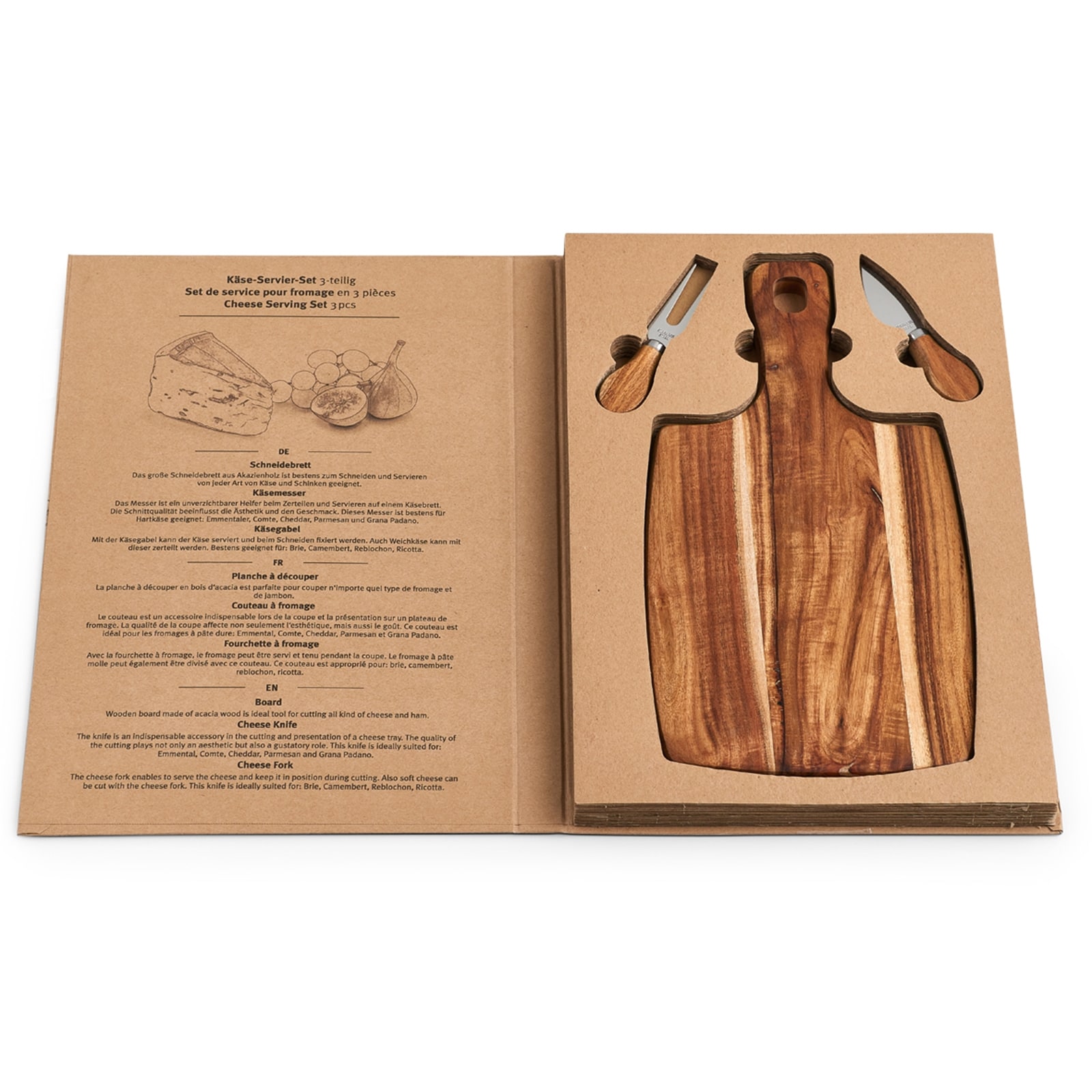 neuetischkultur K&auml;se-Servier-Set, 3-teilig Akazie 