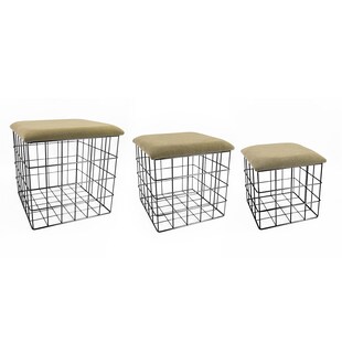 HTI-Living Korb, Metall, 3-er Set mit Samtdeckel 