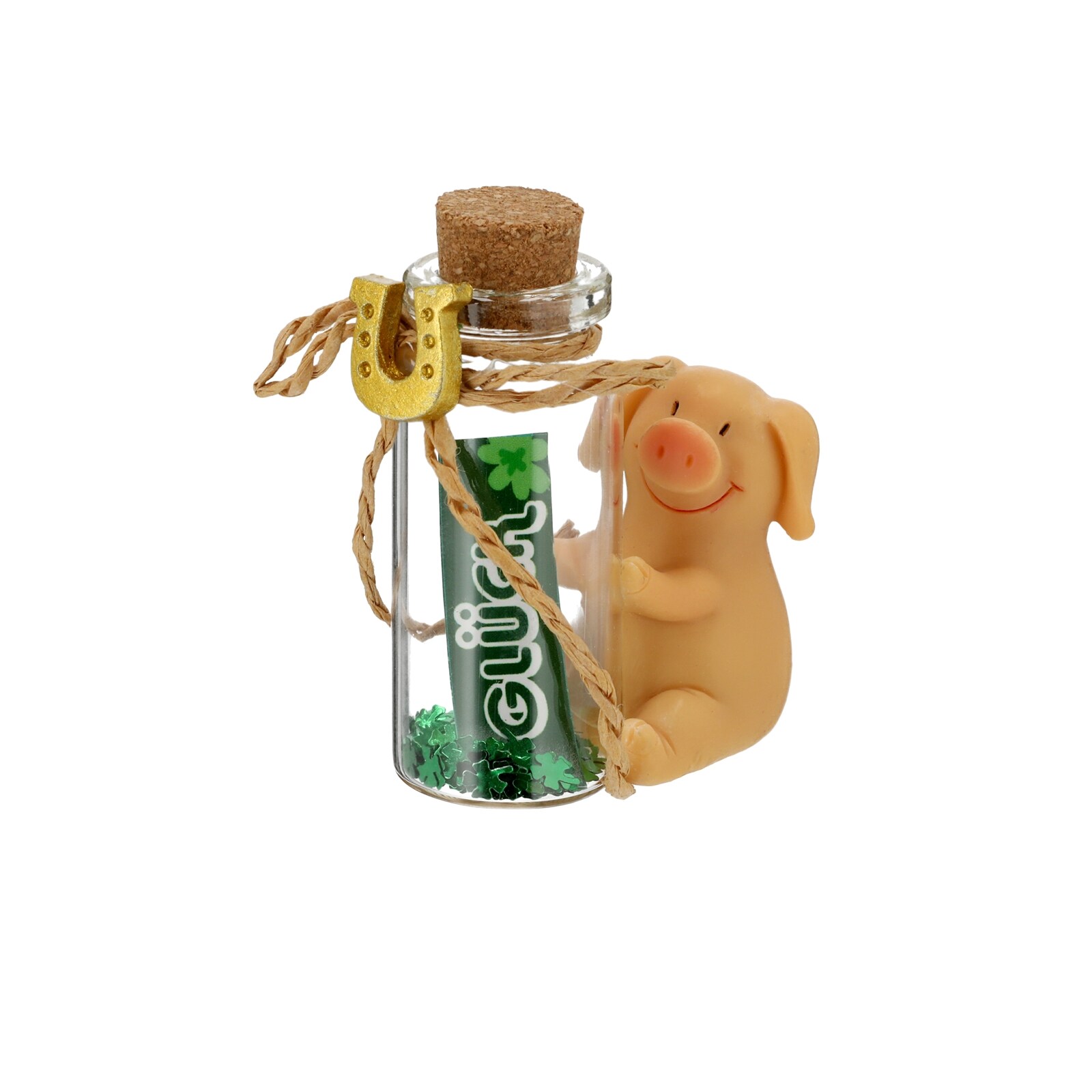 HTI-Living Gl&uuml;cksbringer-Schwein mit Flaschenpost 