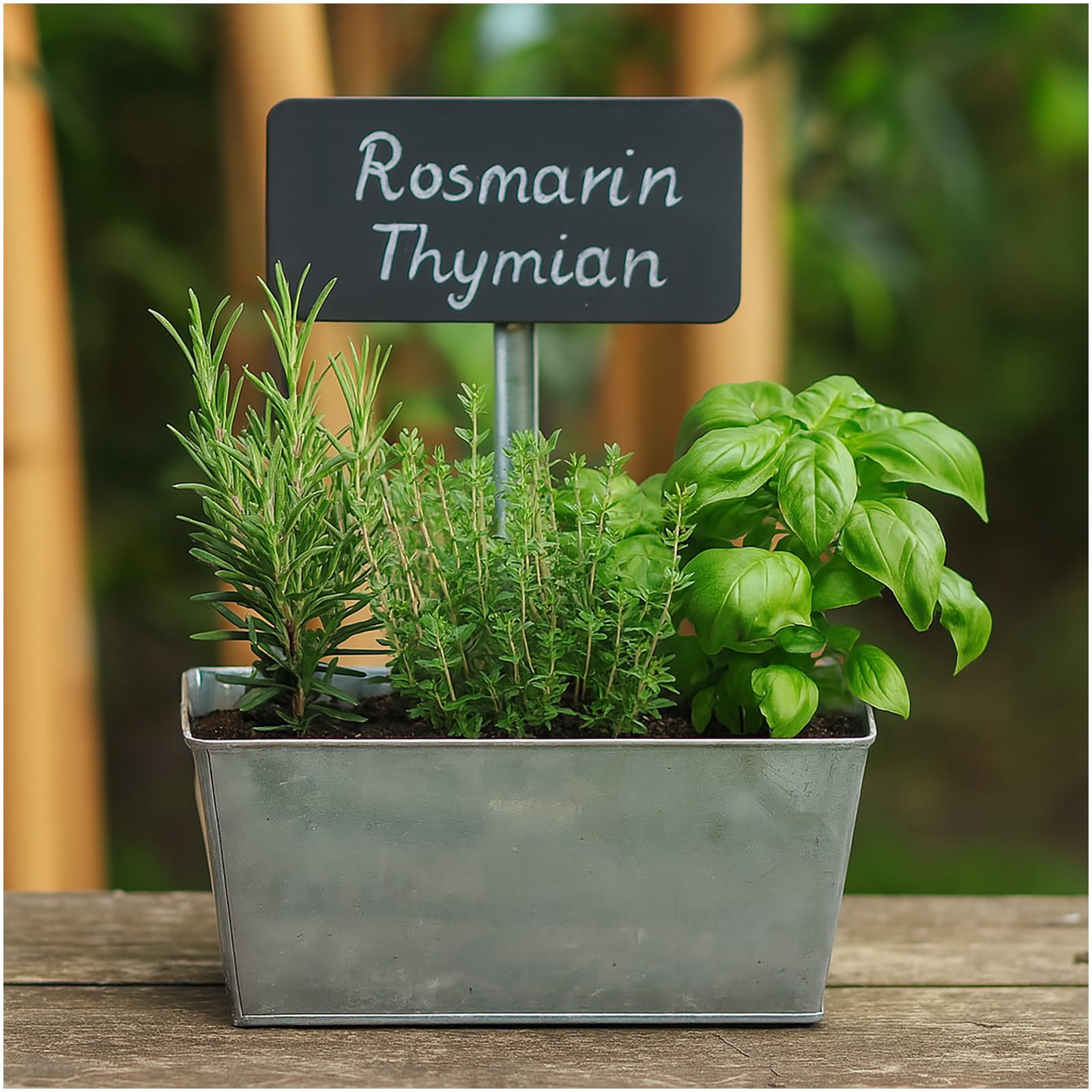 HTI-Living Pflanzschale Zink mit Schieferschild 