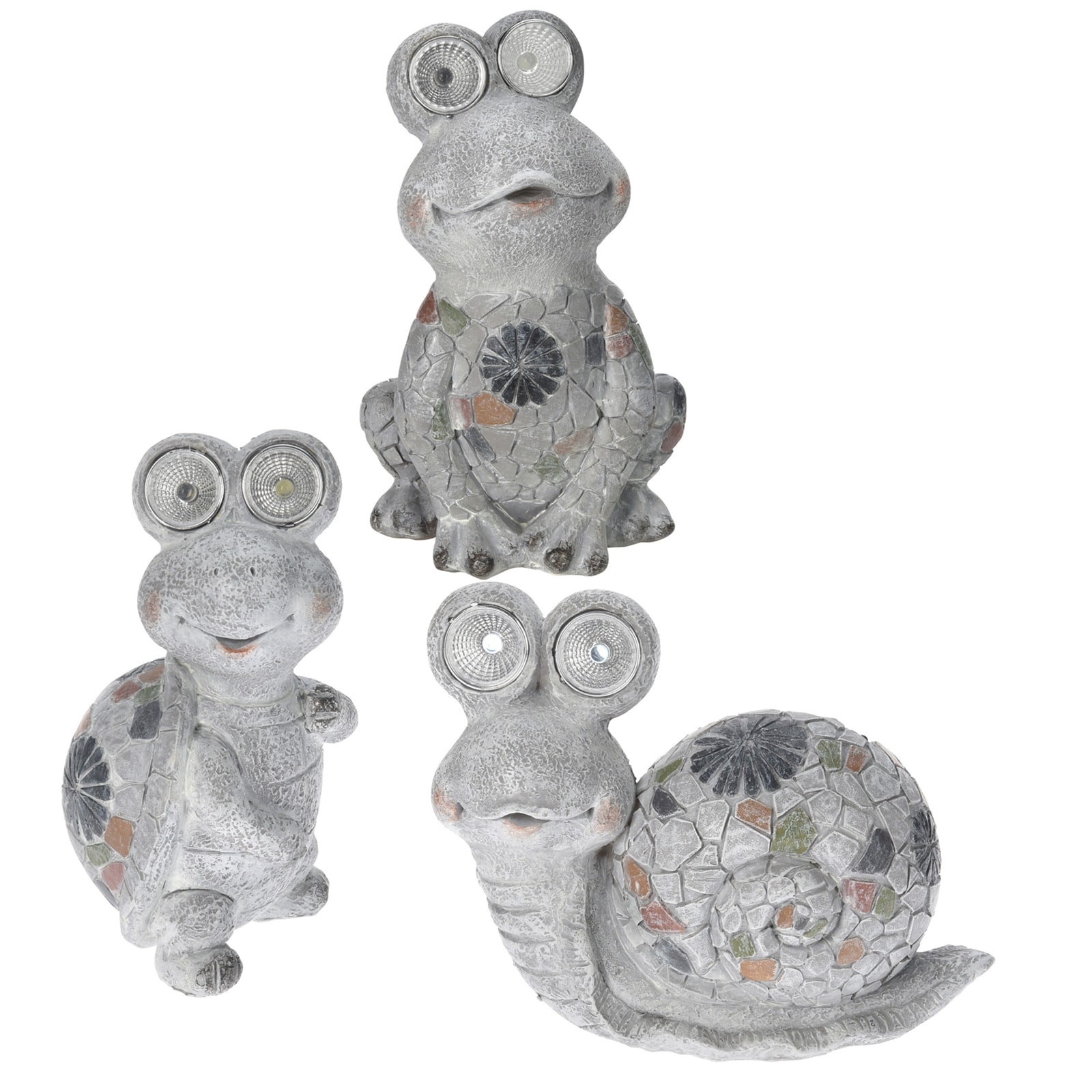 HTI-Living Solarfigur 3er Set Frosch, Schildkr&ouml;te, Schnecke 