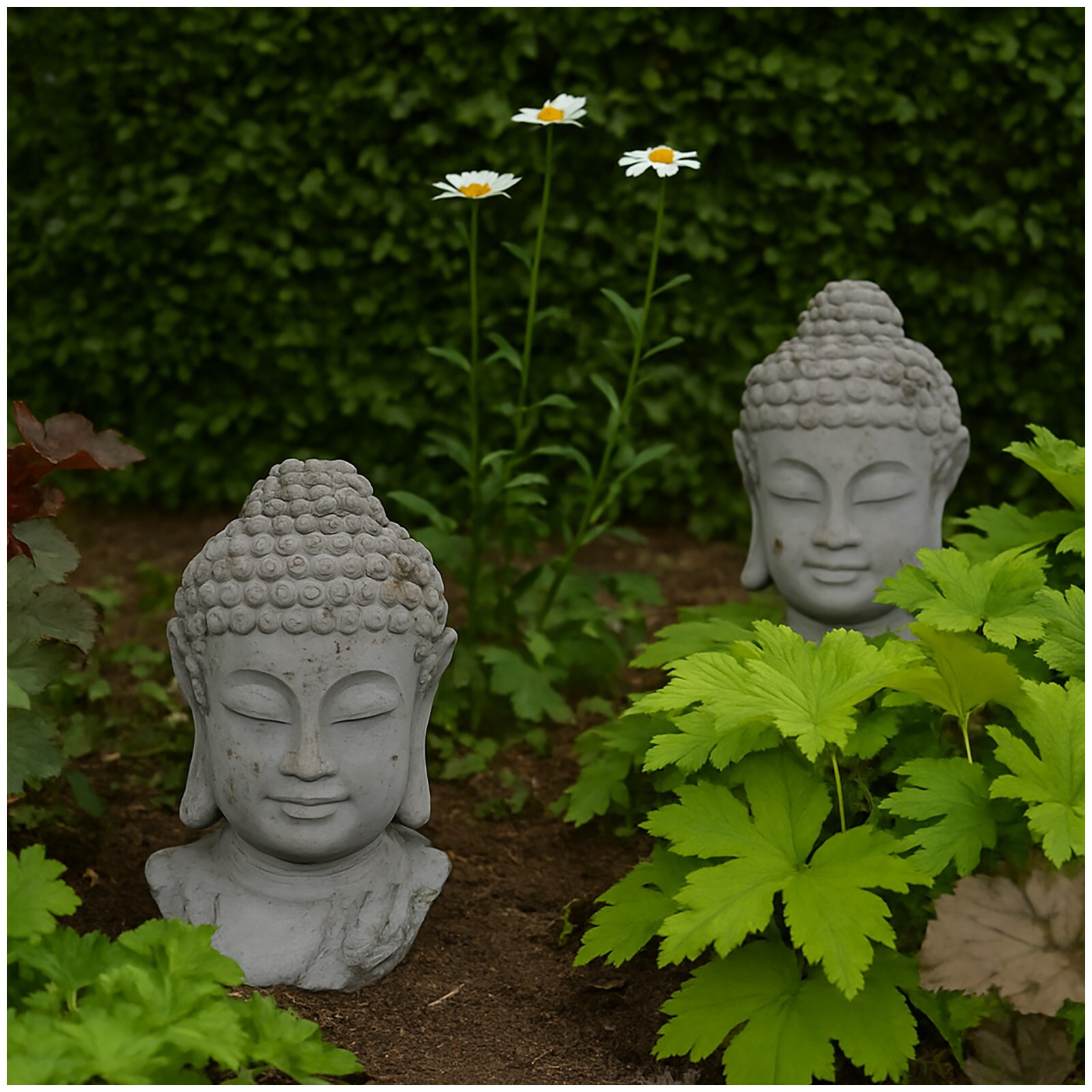 Buddhakopf, Zement Vintage