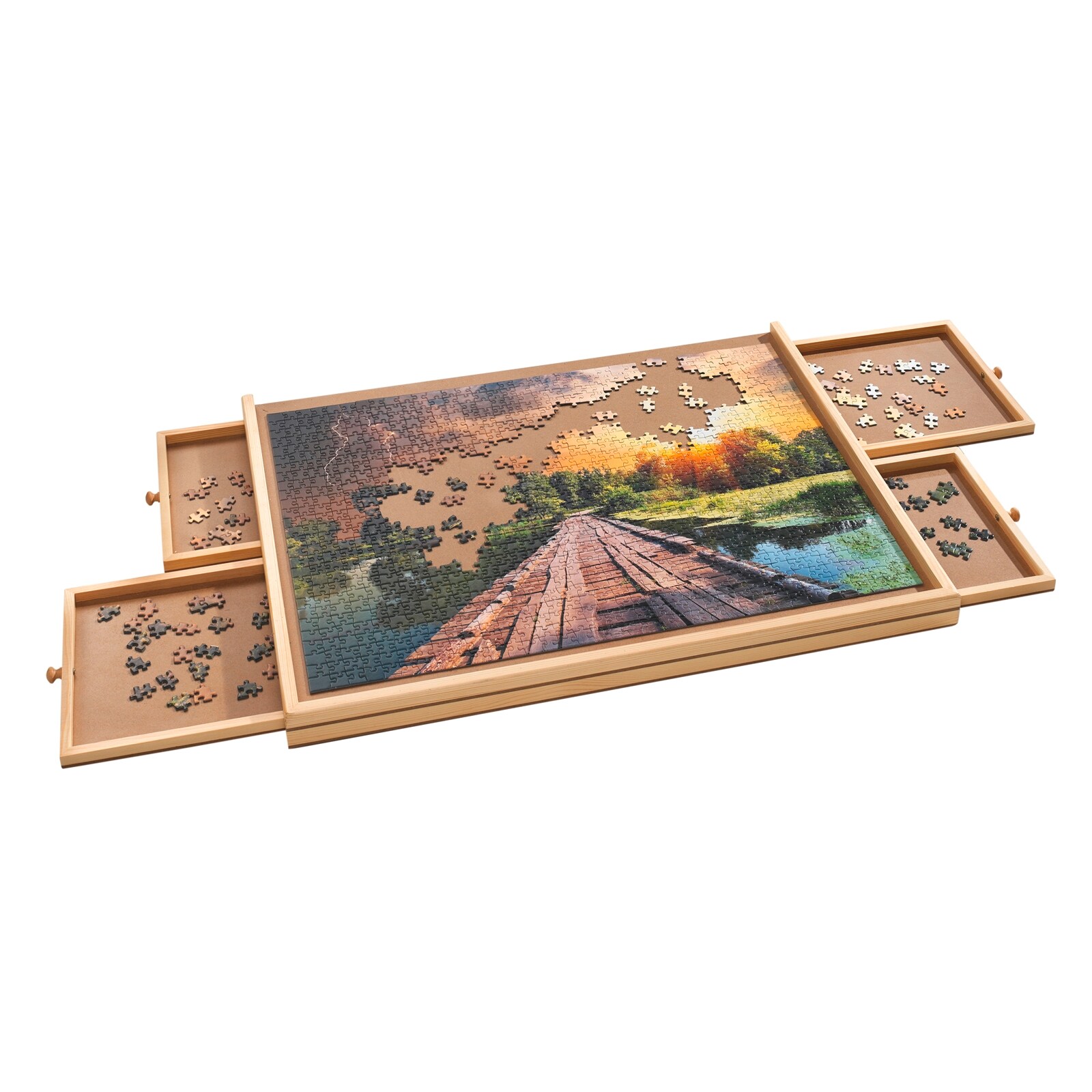 Holzbrett Puzzlebrett mit Auszügen 1000er