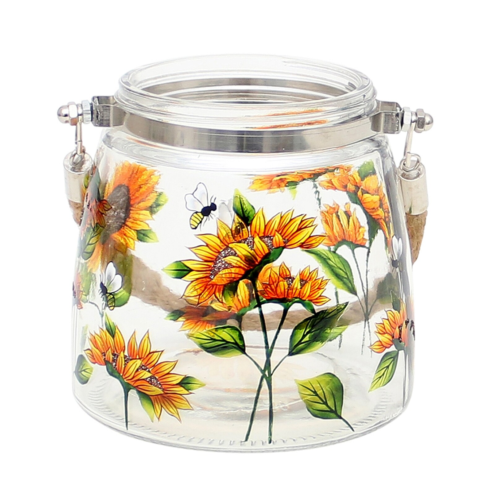 HTI-Living Glas Windlicht 12x12 cm handbemalt 