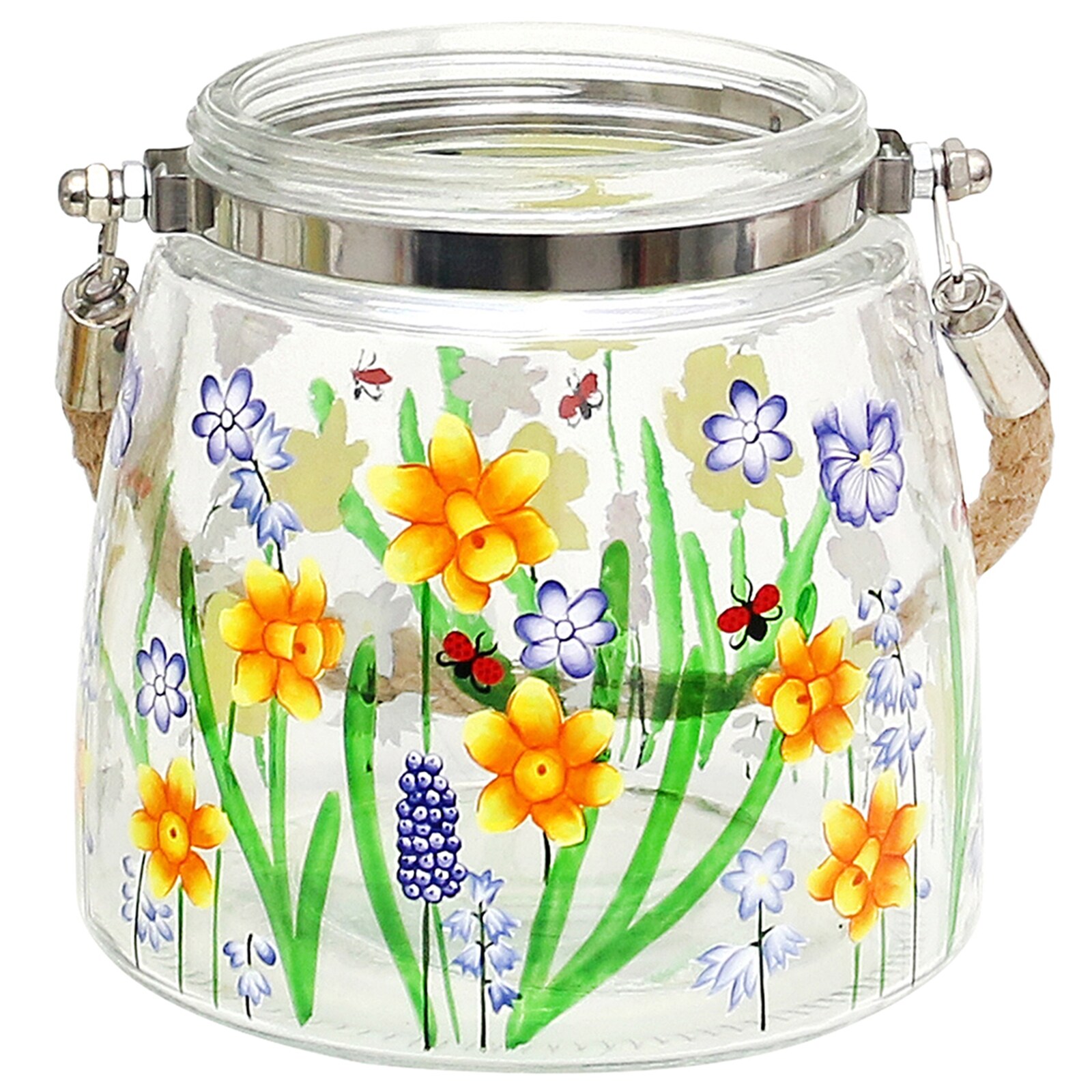 HTI-Living Glas Windlicht 12x12 cm handbemalt 