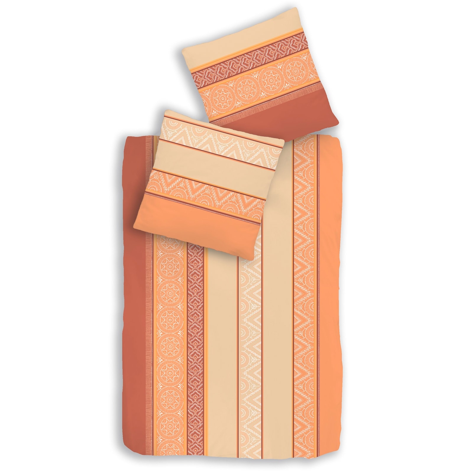 HTI-Living Biber Bettw&auml;sche 135 x 200 Streifen Haselnuss 