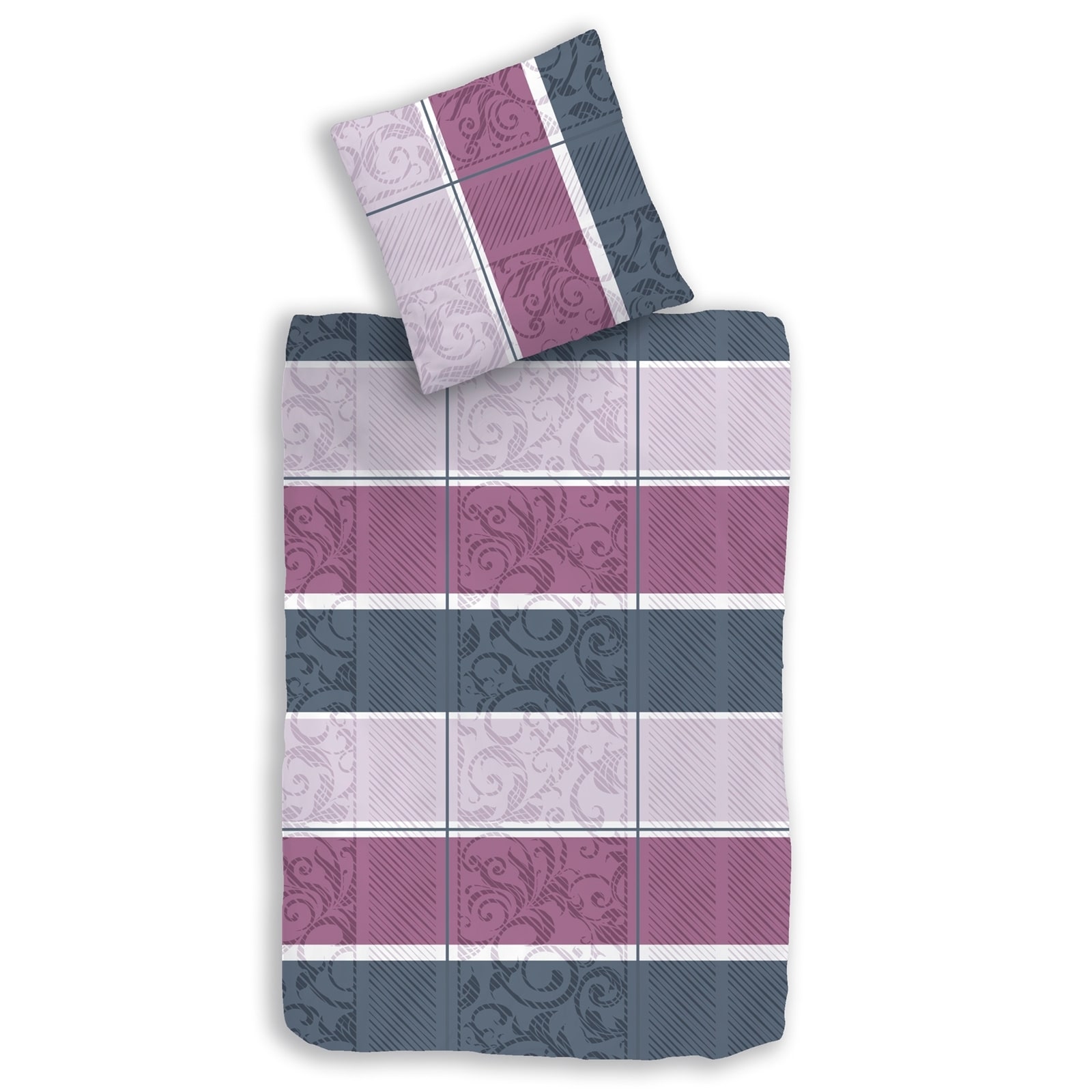 HTI-Living Mikrofaser Biber Bettw&auml;sche 135 x 200 Ornamente beere 