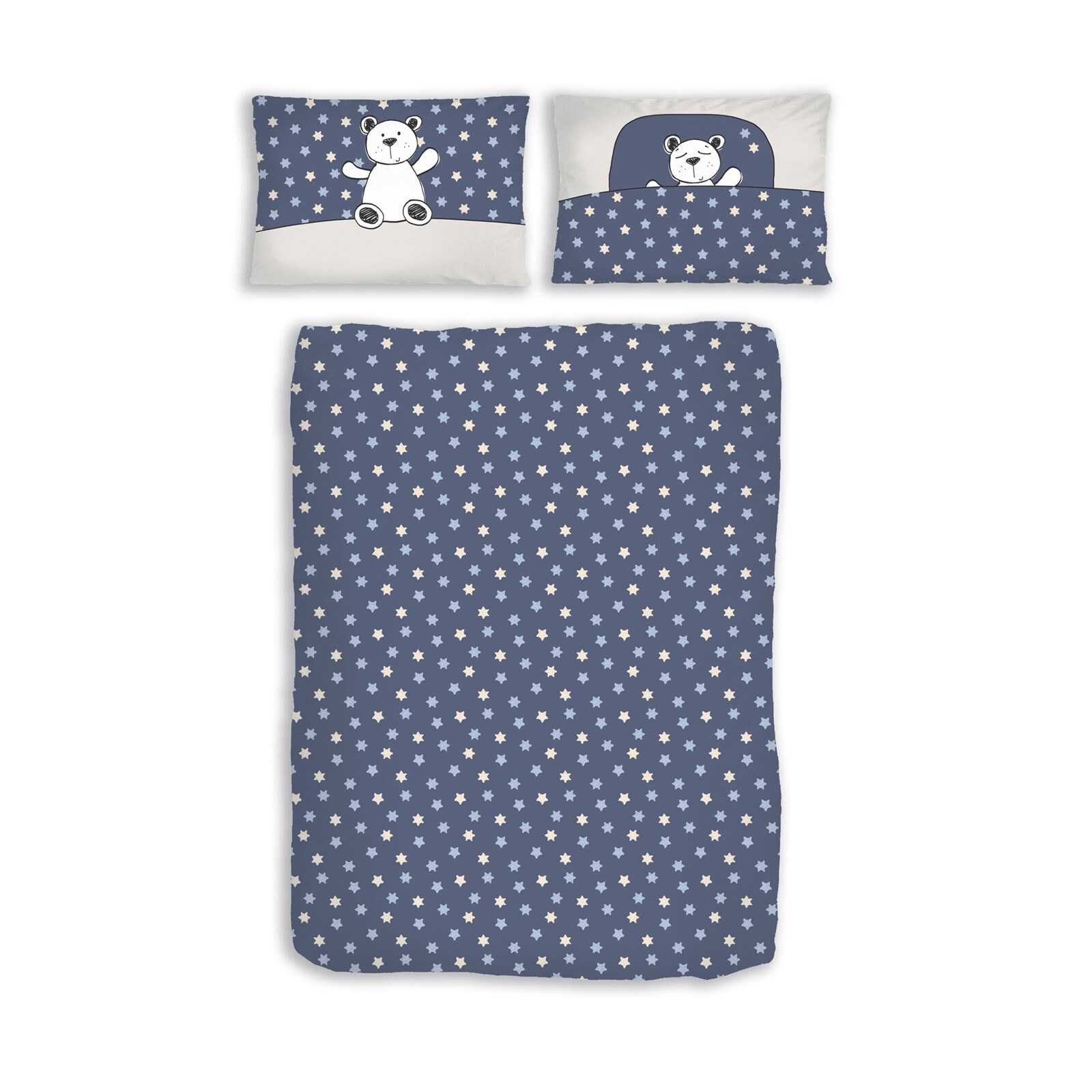 HTI-Living Renforc&eacute; Bettw&auml;sche 2tlg. 100 x 135 cm B&auml;r blau jeans 