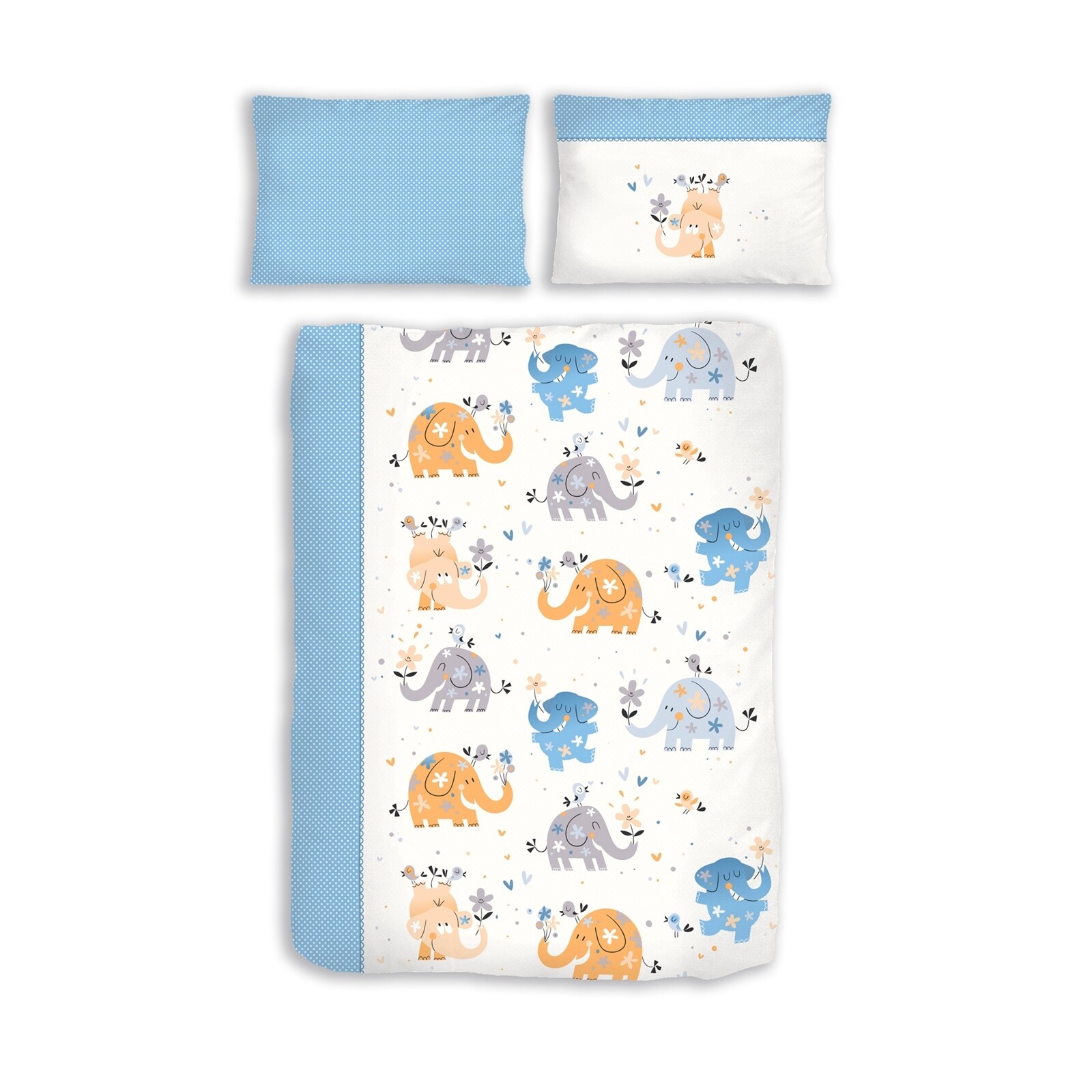 HTI-Living Biber Bettw&auml;sche 2tlg. 100 x 135 cm Elefanten blau 