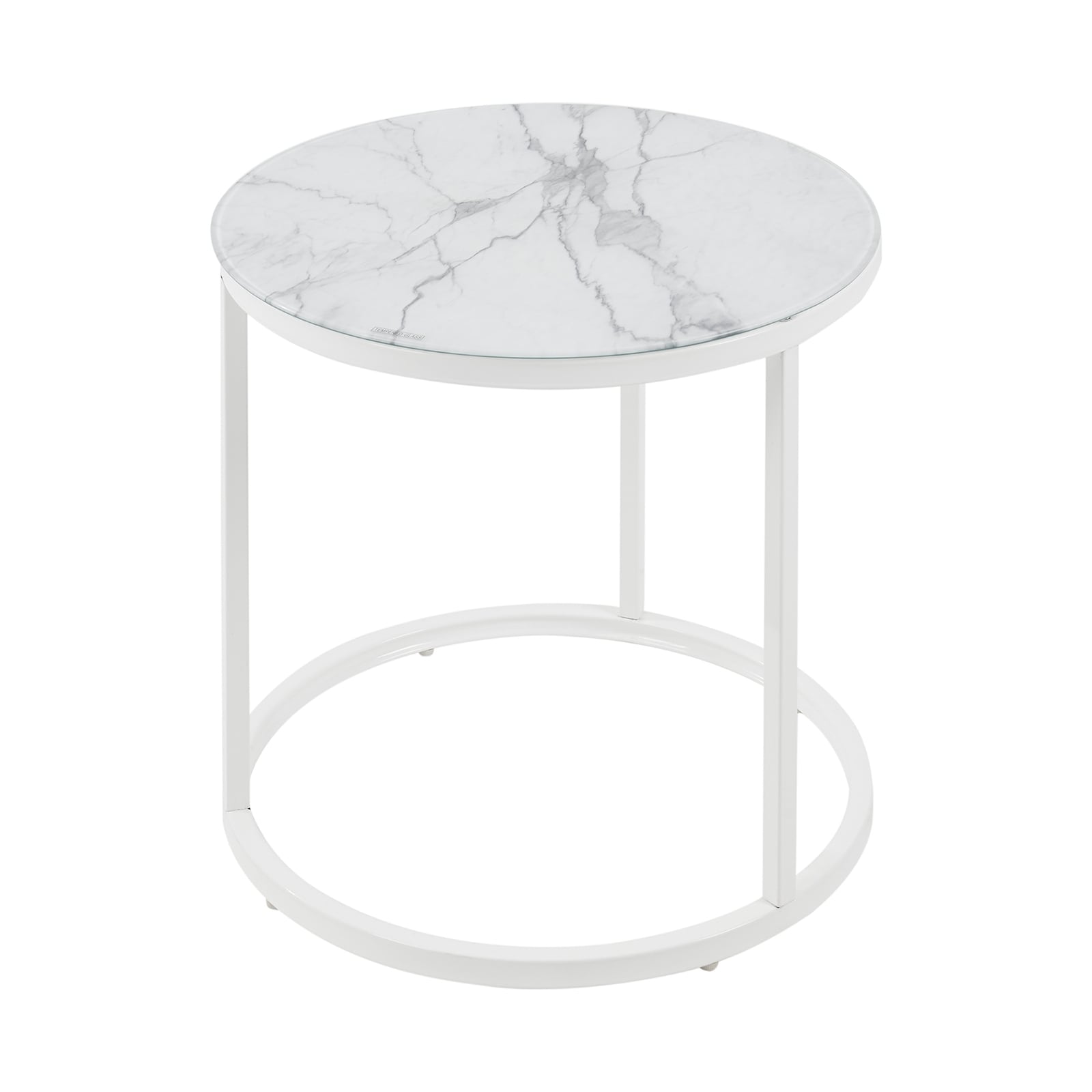 HTI-Living Beistelltisch rund, Marmorlook wei&szlig; Farum 
