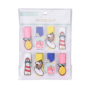 HTI-Living Briefklemme, 8 Stück Holz 