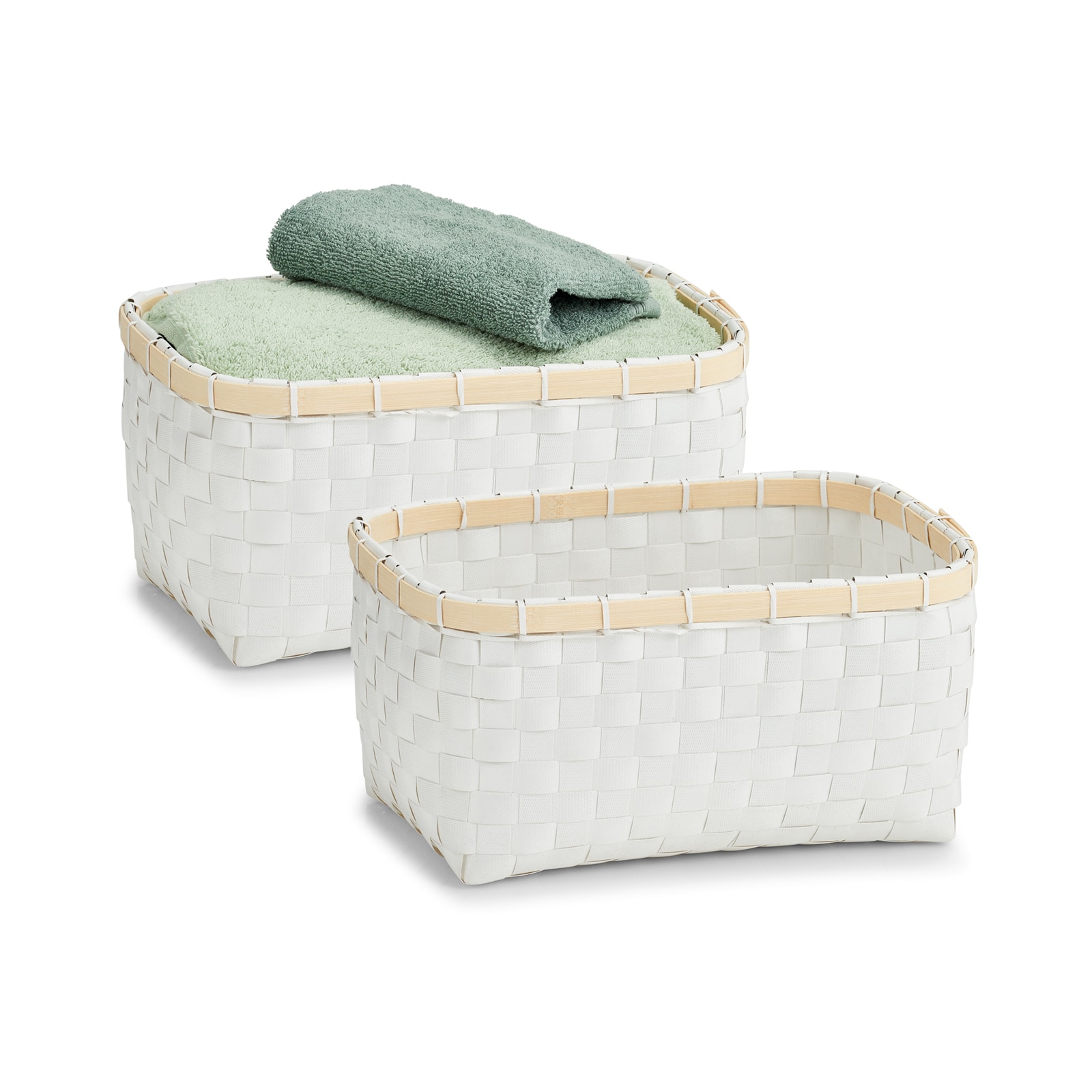 HTI-Living Aufbewahrungskorb geflochten 2er-Set Wei&szlig; 