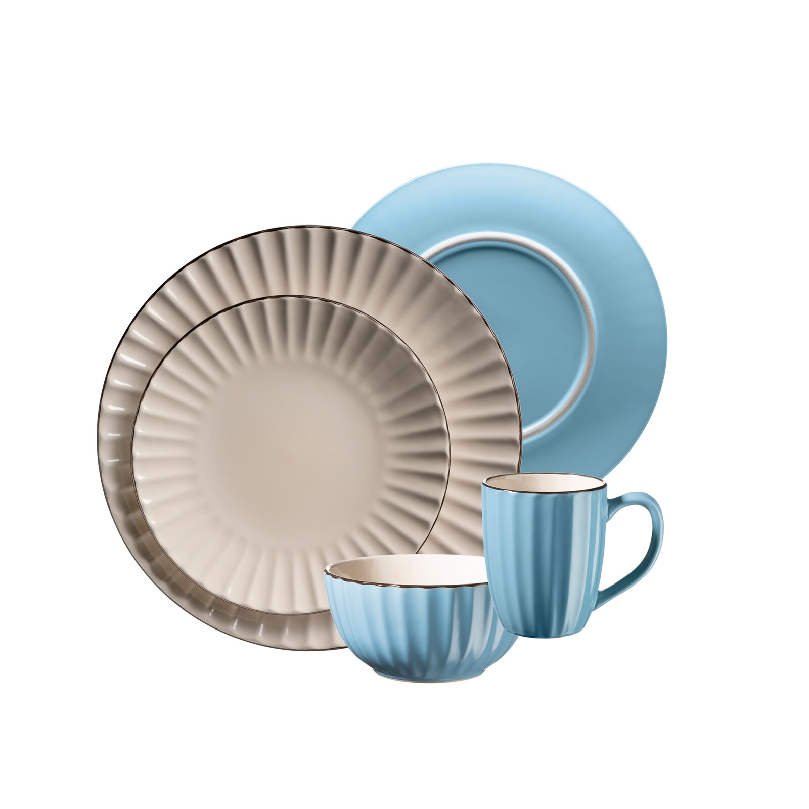 Kombiservice 16-teilig Osita Hellbraun Blau