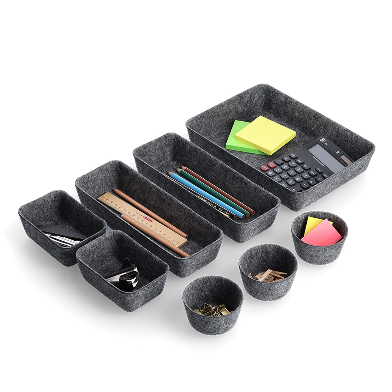 HTI-Living Organizer-Set Filz, 8-tlg. Grau 