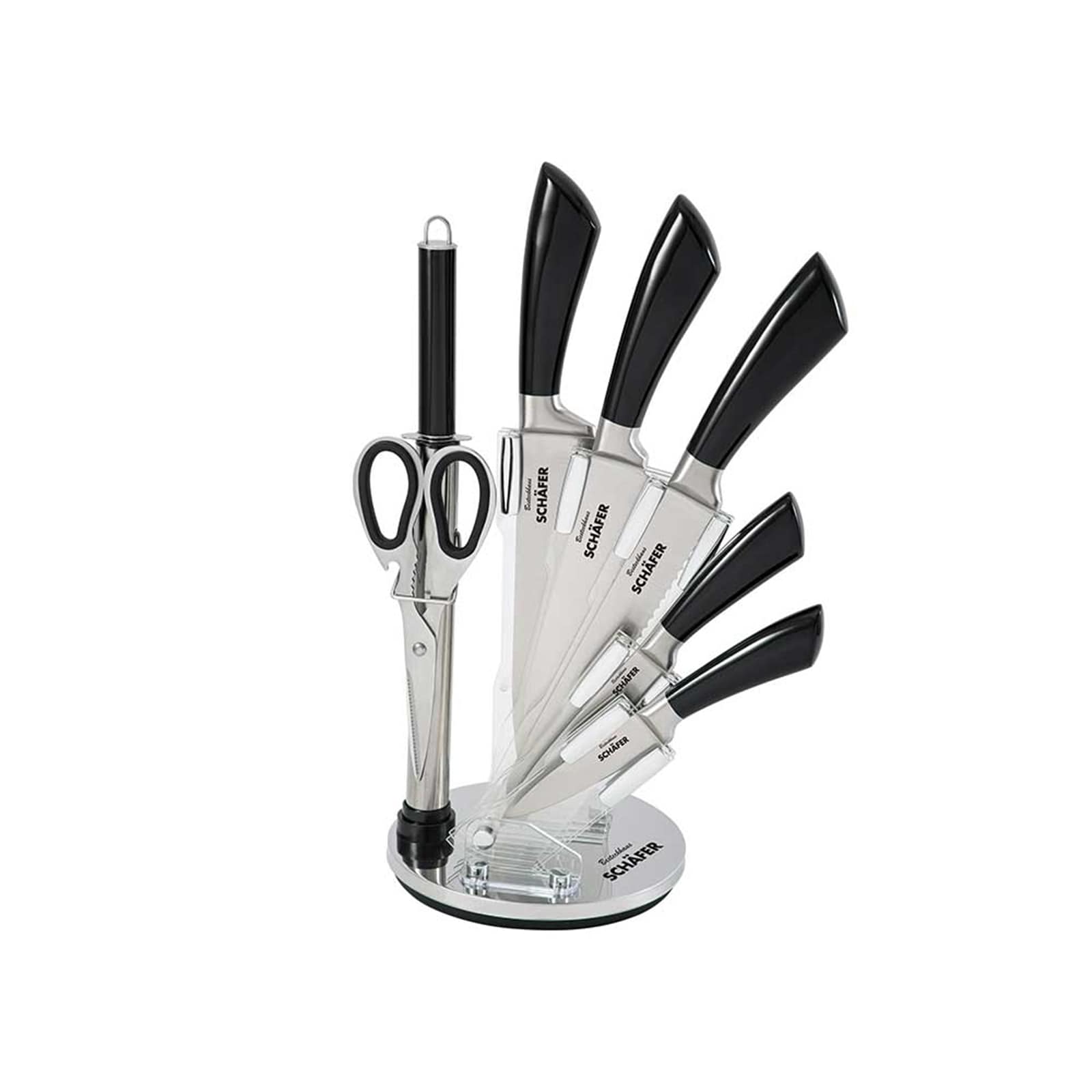 neuetischkultur Messerblock 8 teiliges Set Metallic Black 