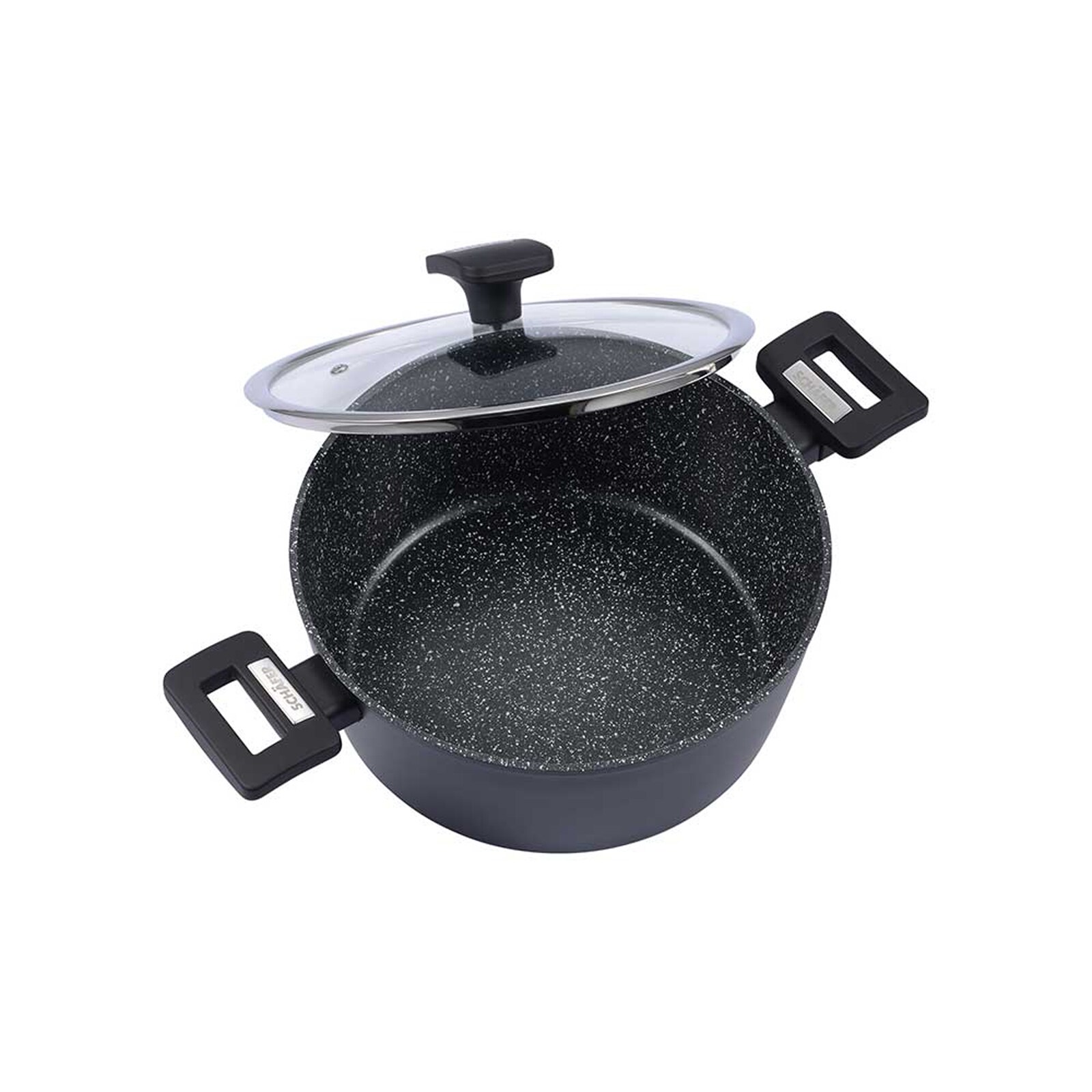 Bratentopf mit Deckel Marble Black 20 cm