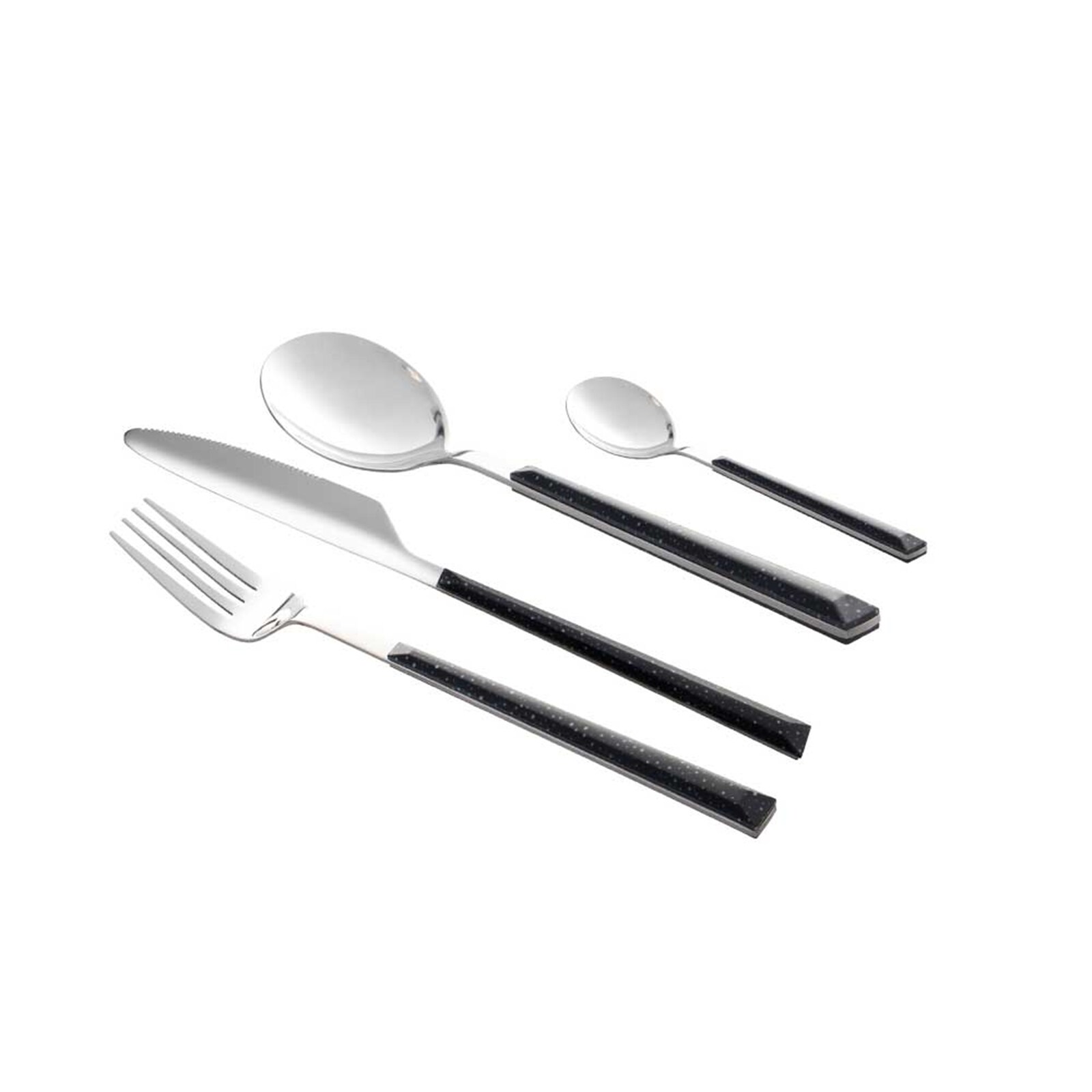 Besteck-Set 24-teilig Marble Black