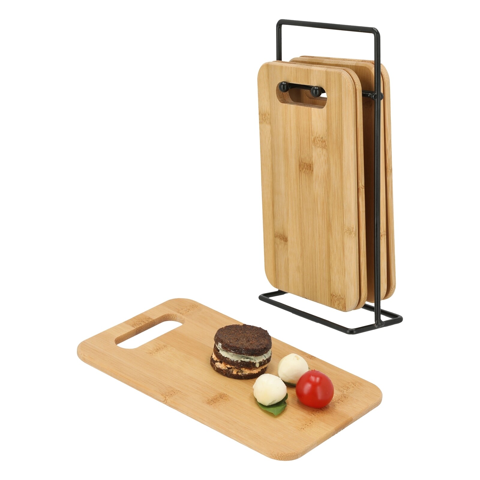 neuetischkultur Fr&uuml;hst&uuml;cksbrettchen 5-teiliges Set 1 St&auml;nder 4 Brettchen 