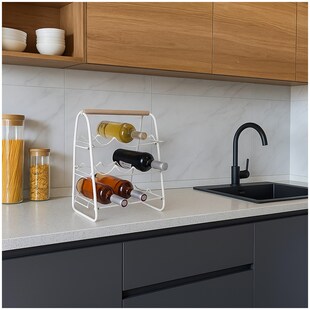 HTI-Living Weinregal aus Metall mit Holzgriff Platz für 9 Flaschen 