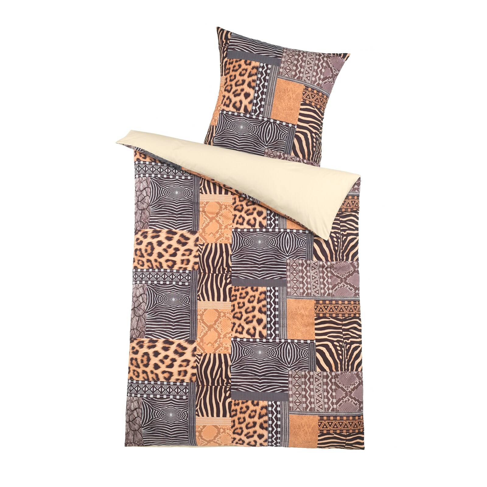 HTI-Living Mako Satin Bettw&auml;sche Tiger 2-teilig 135 x 200 cm 
