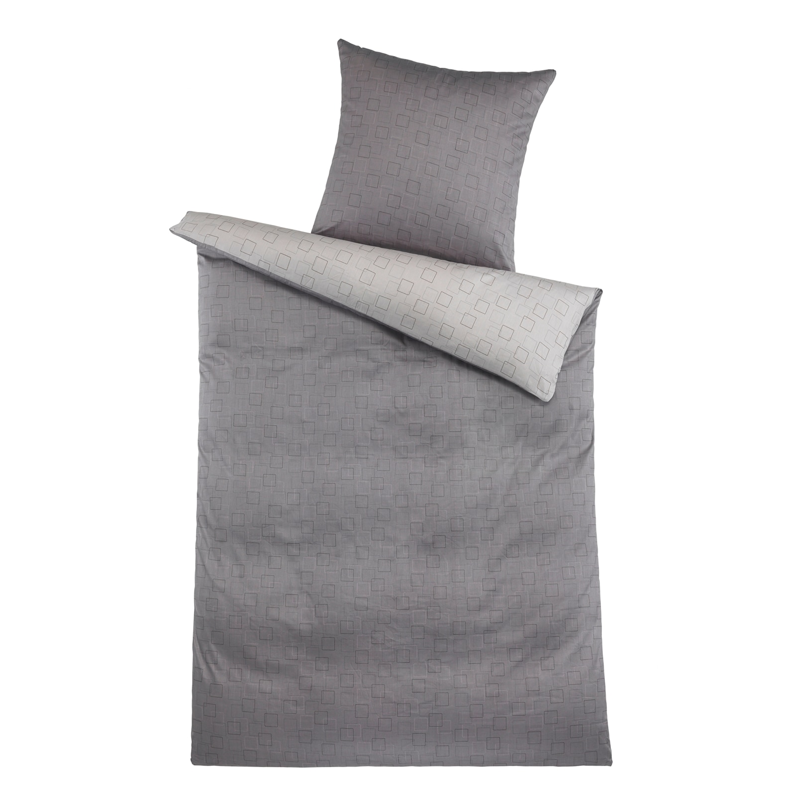 HTI-Living Mako Satin Bettw&auml;sche 2-Teilig Grau 135 x 200 cm 
