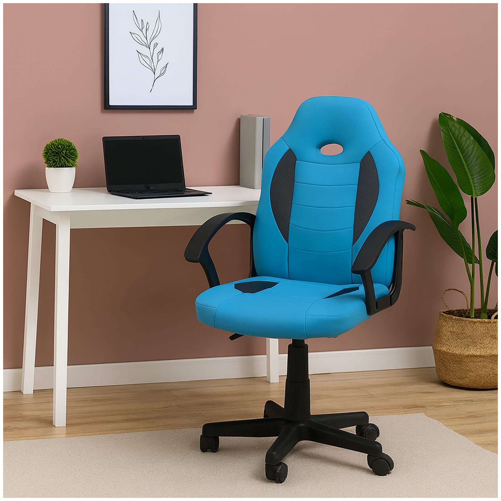 HTI-Living Schreibtischstuhl Junior h&ouml;henverstellbar ergonomischer Drehstuhl Hellblau 