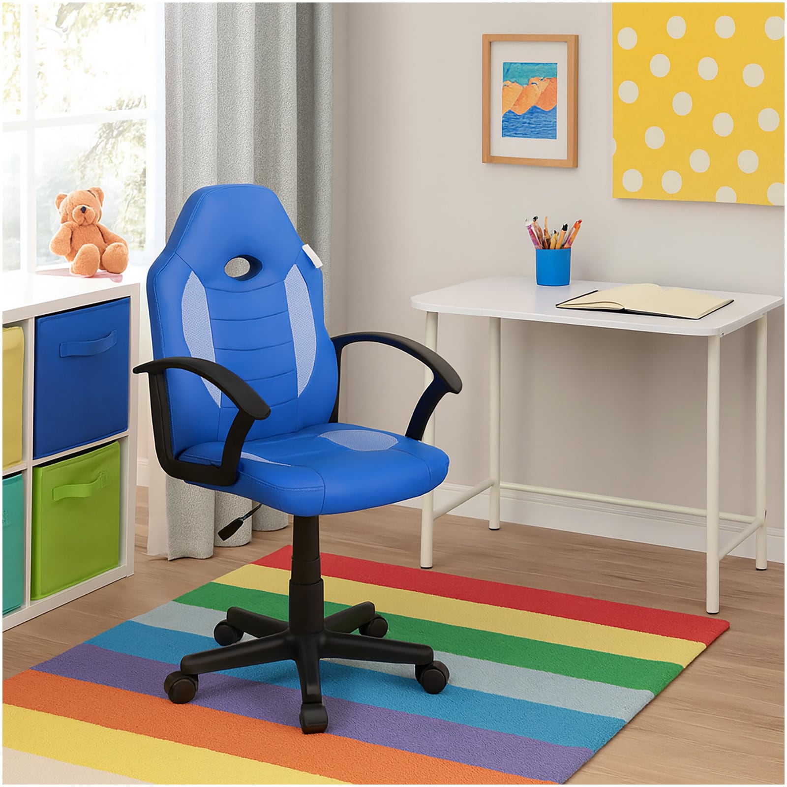 HTI-Living Schreibtischstuhl Junior h&ouml;henverstellbar ergonomischer Drehstuhl Blau 