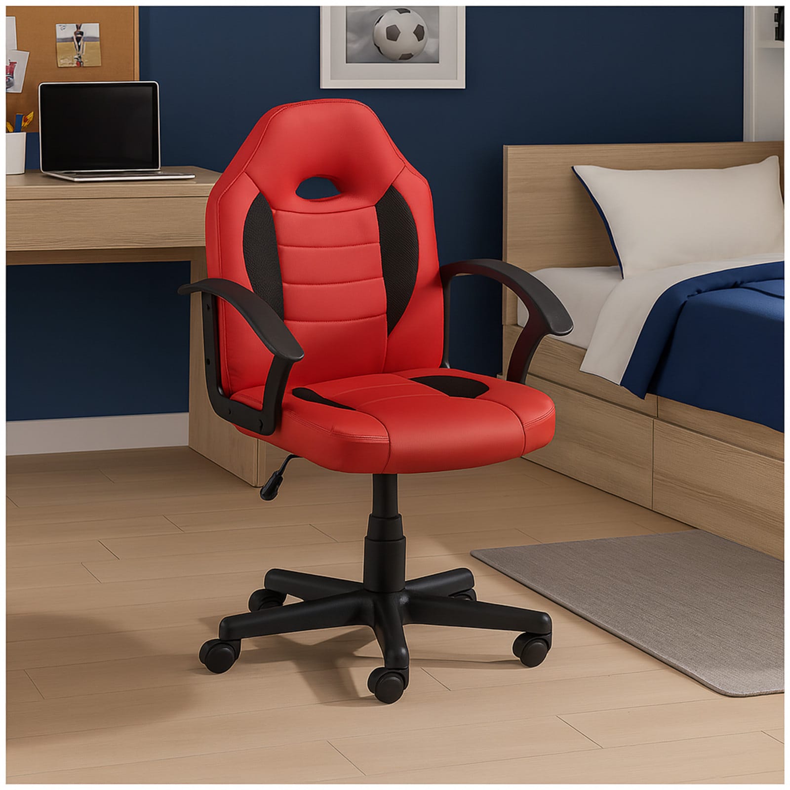 HTI-Living Schreibtischstuhl Junior h&ouml;henverstellbar ergonomischer Drehstuhl Rot 