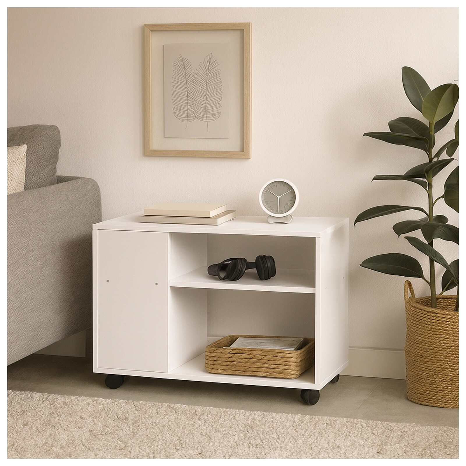 HTI-Living Beistelltisch auf Rollen Thekla Wei&szlig; 