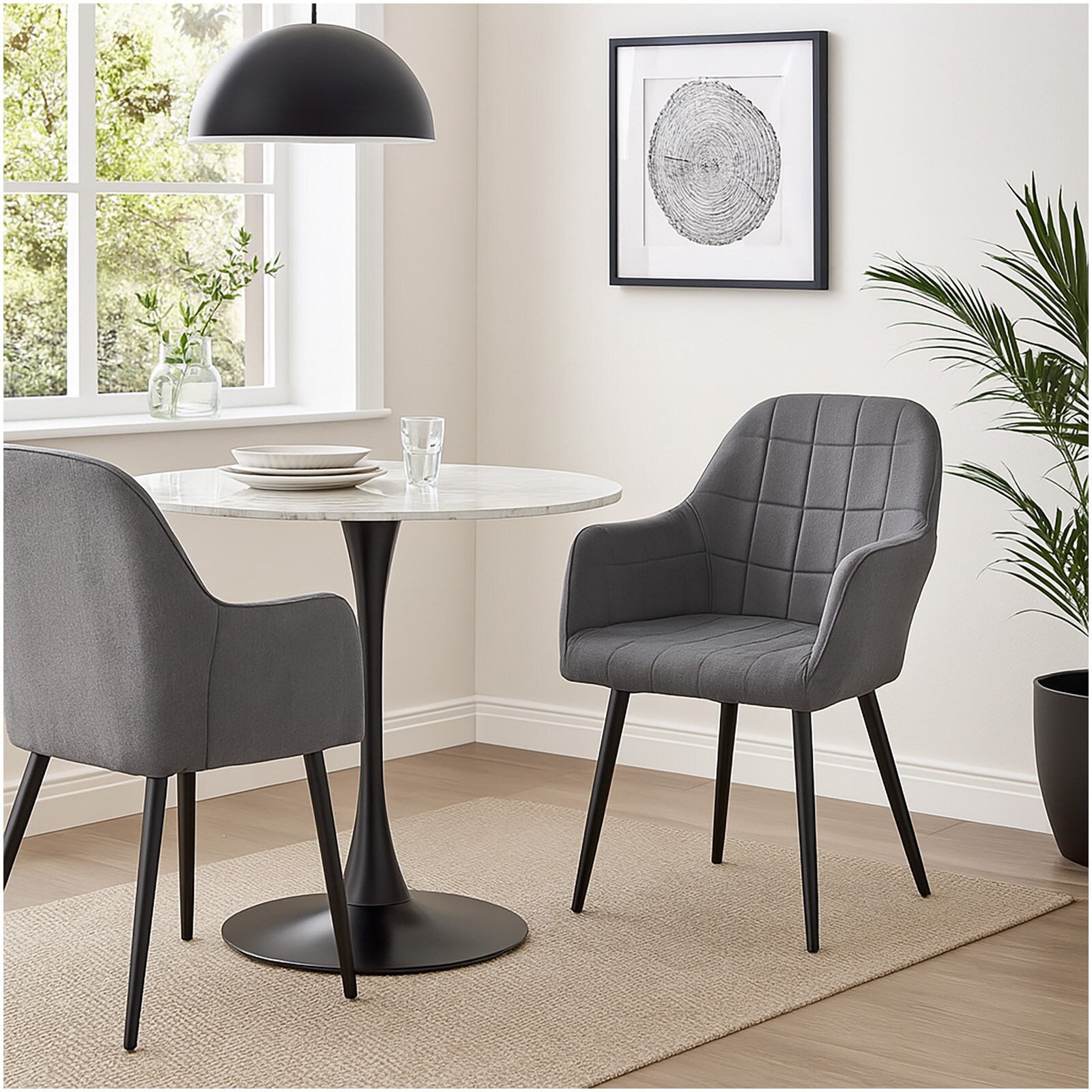 HTI-Living Armlehnenstuhl Retro 2er Set Albany Grau 