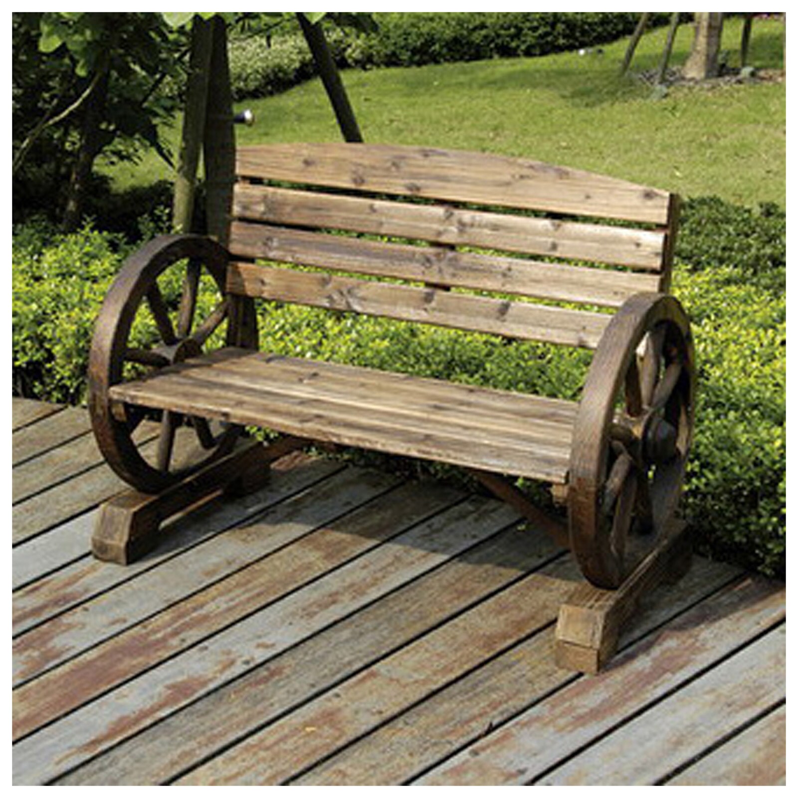 HTI-Living Gartenbank mit Wagenr&auml;dern als Armst&uuml;tze Sommerset Natur 