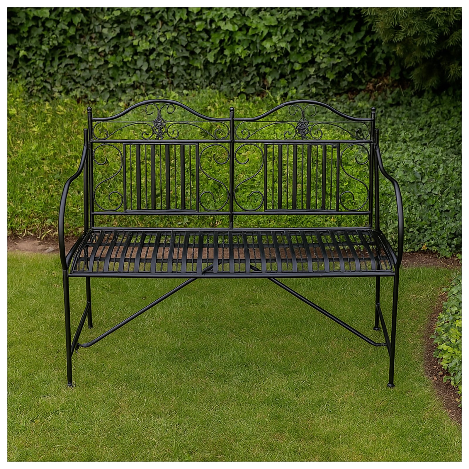 HTI-Living Gartenbank Schwarz Metallbank Celia 