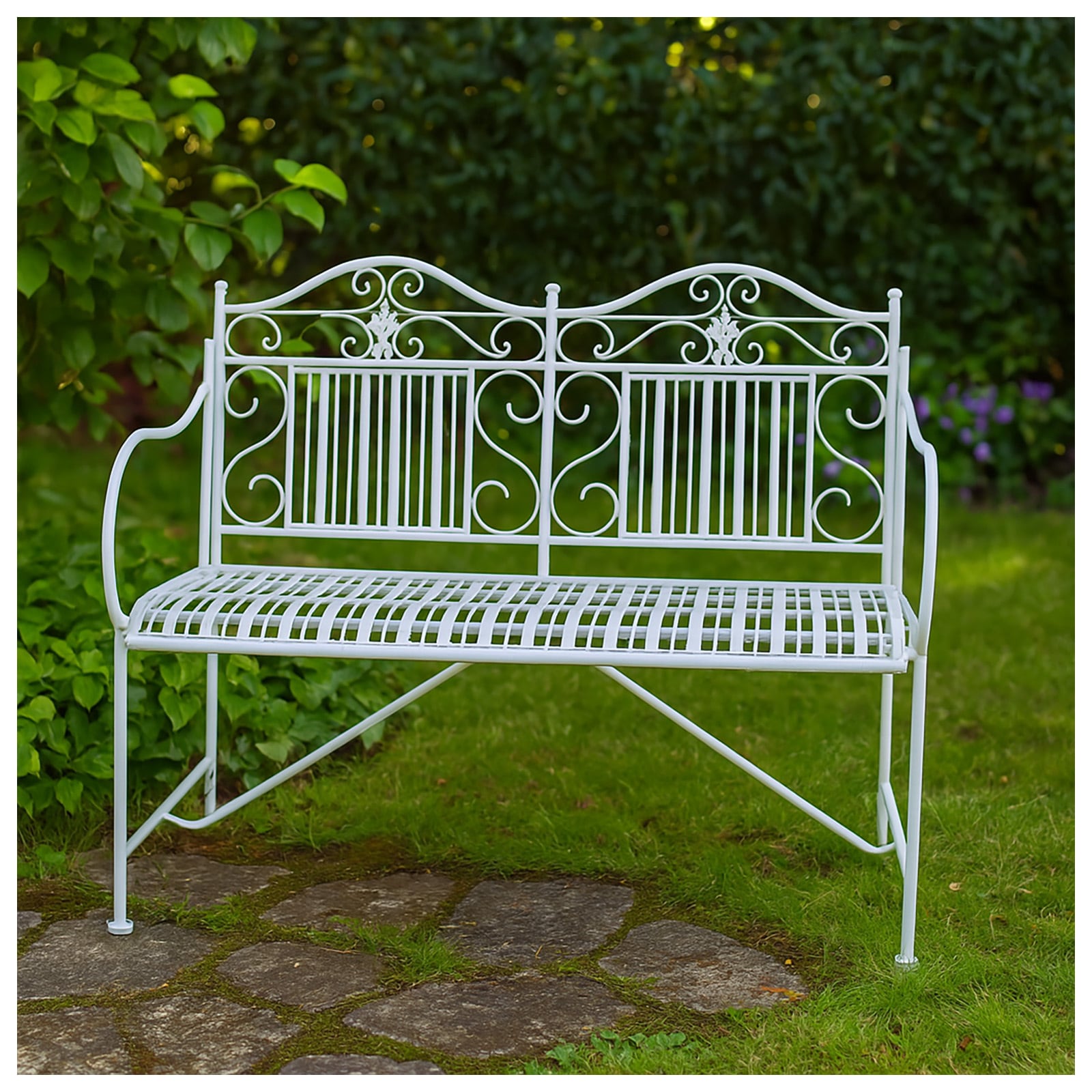 HTI-Living Gartenbank Creme Metallbank Celia 