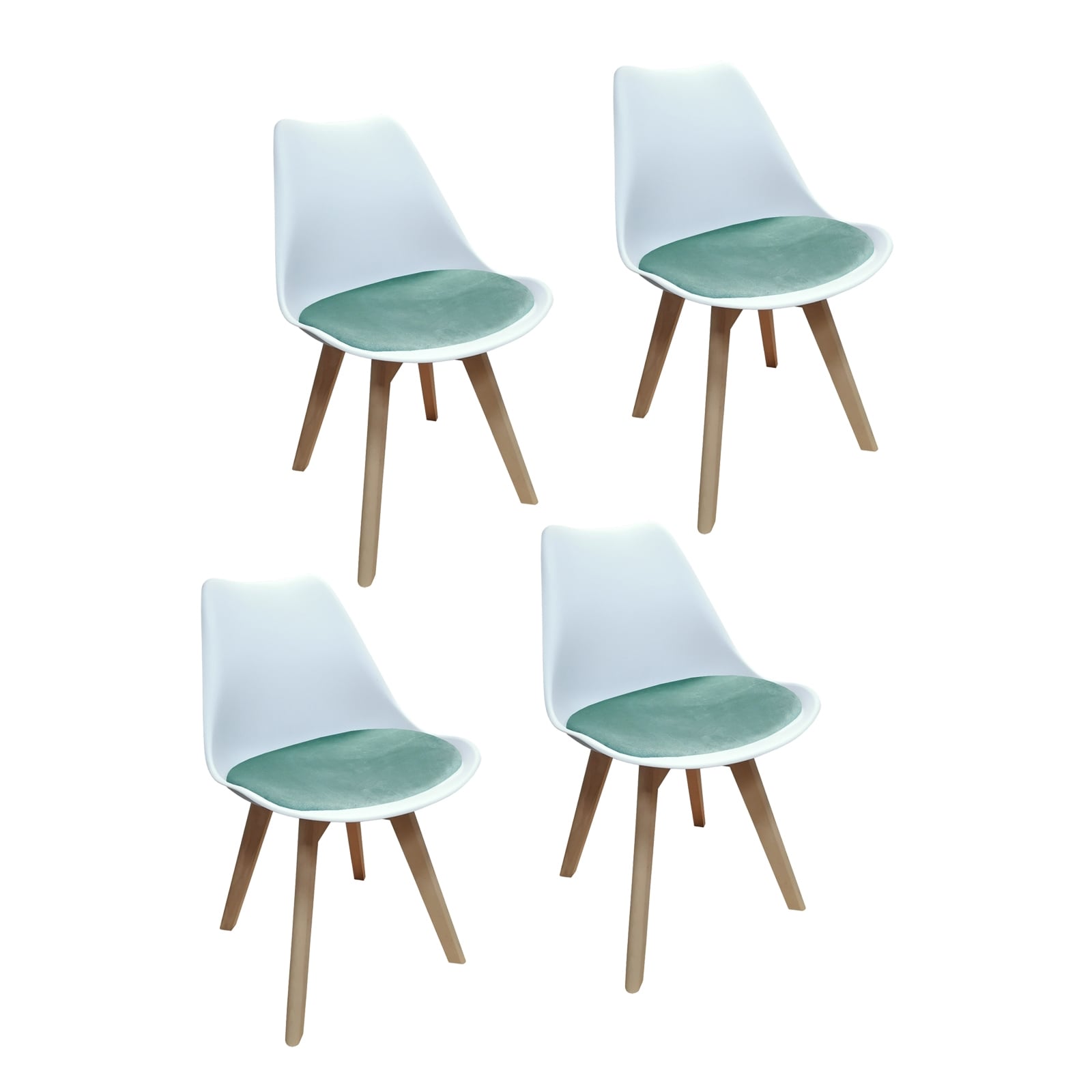 HTI-Living Esszimmerstuhl Samt 4er Set Atlanta Wei&szlig;/T&uuml;rkis 