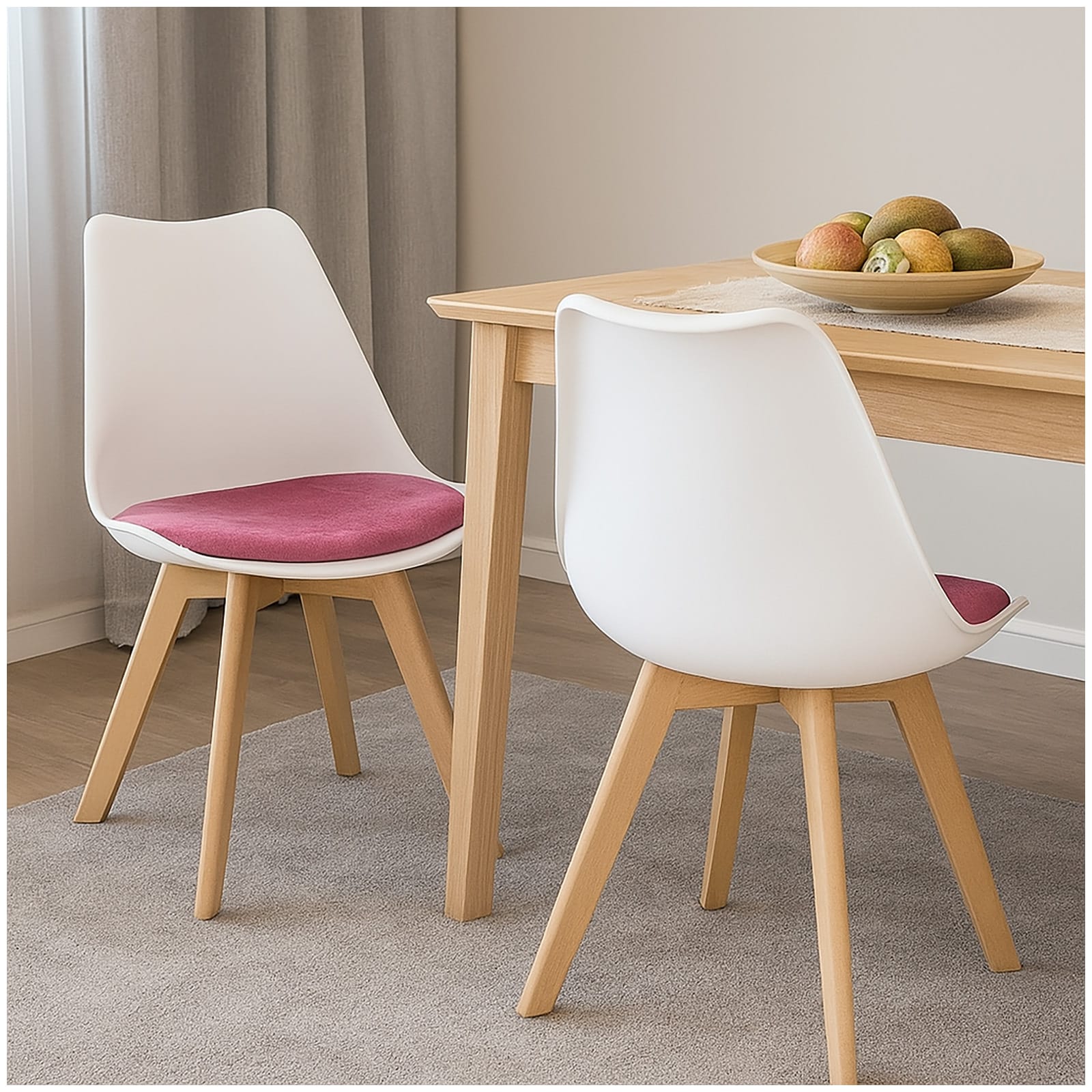 HTI-Living Esszimmerstuhl Samt 2er Set Atlanta Wei&szlig;/Pink 