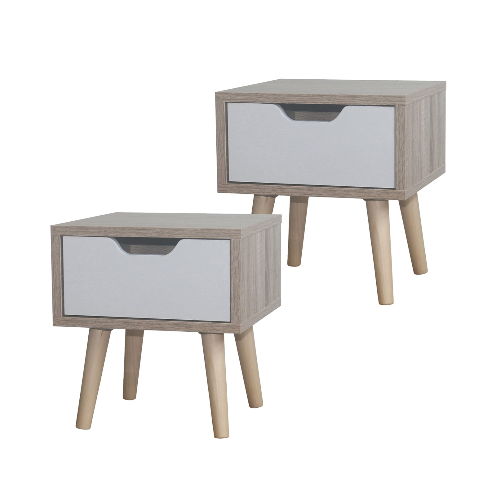 HTI-Living Nachttisch 1 Schublade 2er-Set Thekla Sonoma Wei&szlig; 