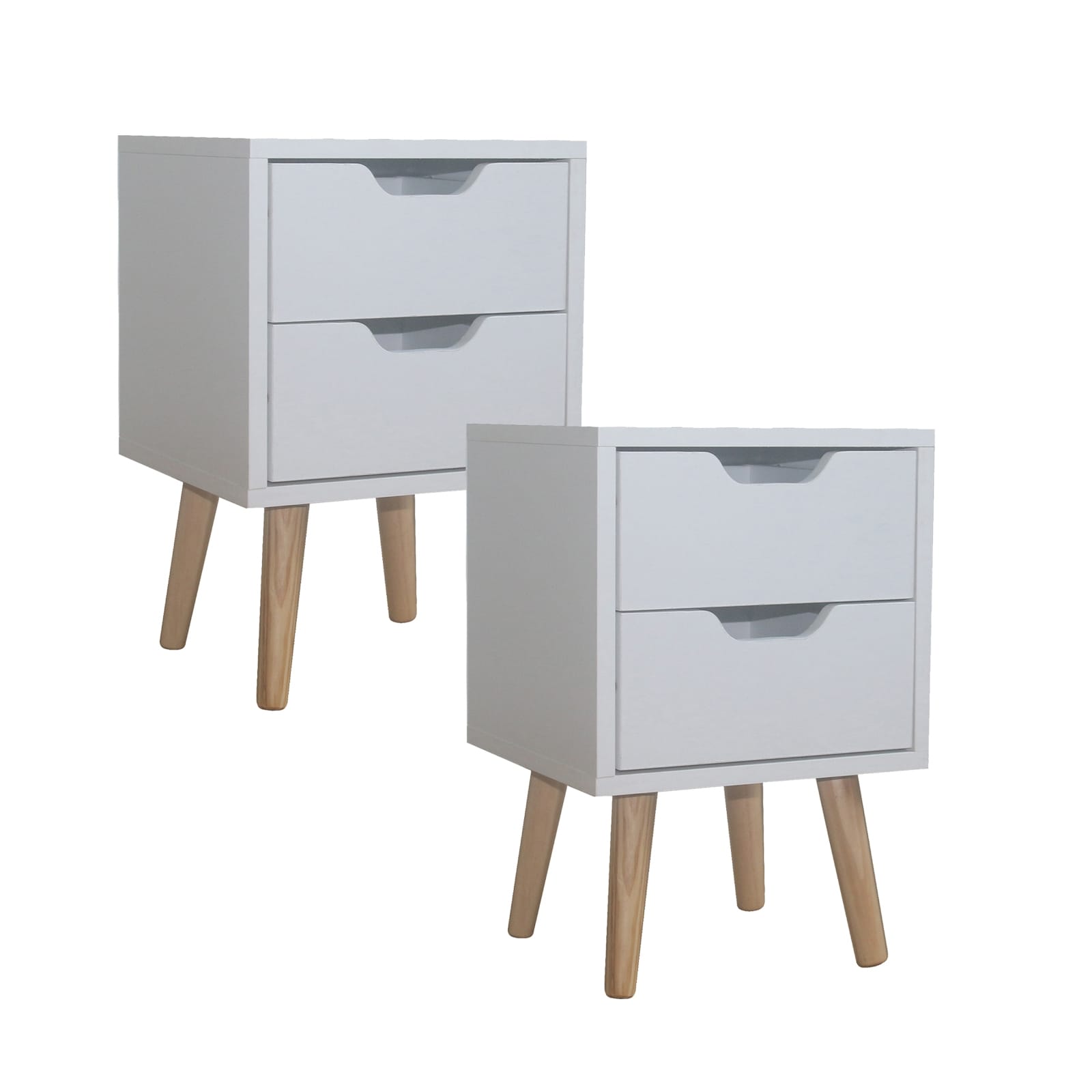 HTI-Living Nachttisch 2 Schubladen 2er-Set Thekla Wei&szlig; 