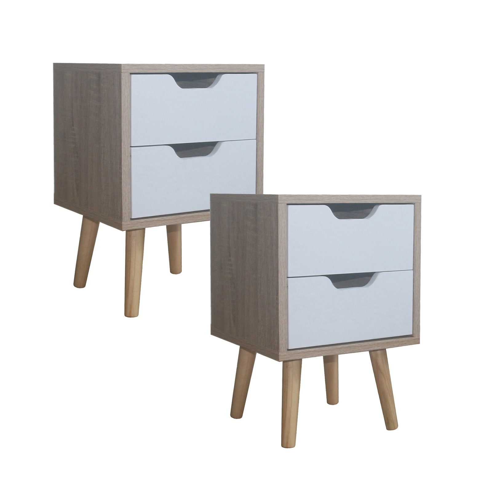 HTI-Living Nachttisch 2 Schubladen 2er-Set Thekla Sonoma Wei&szlig; 