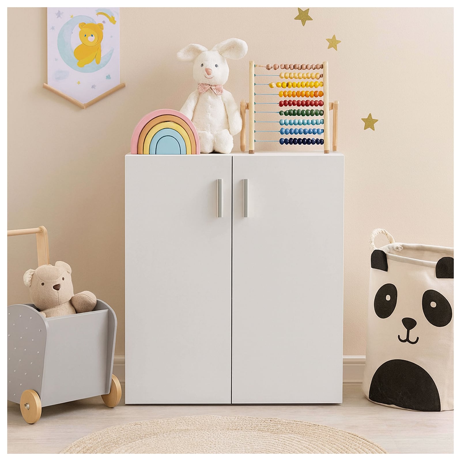 HTI-Living Kommode mit 2 Regalf&auml;chern Nina Wei&szlig; 