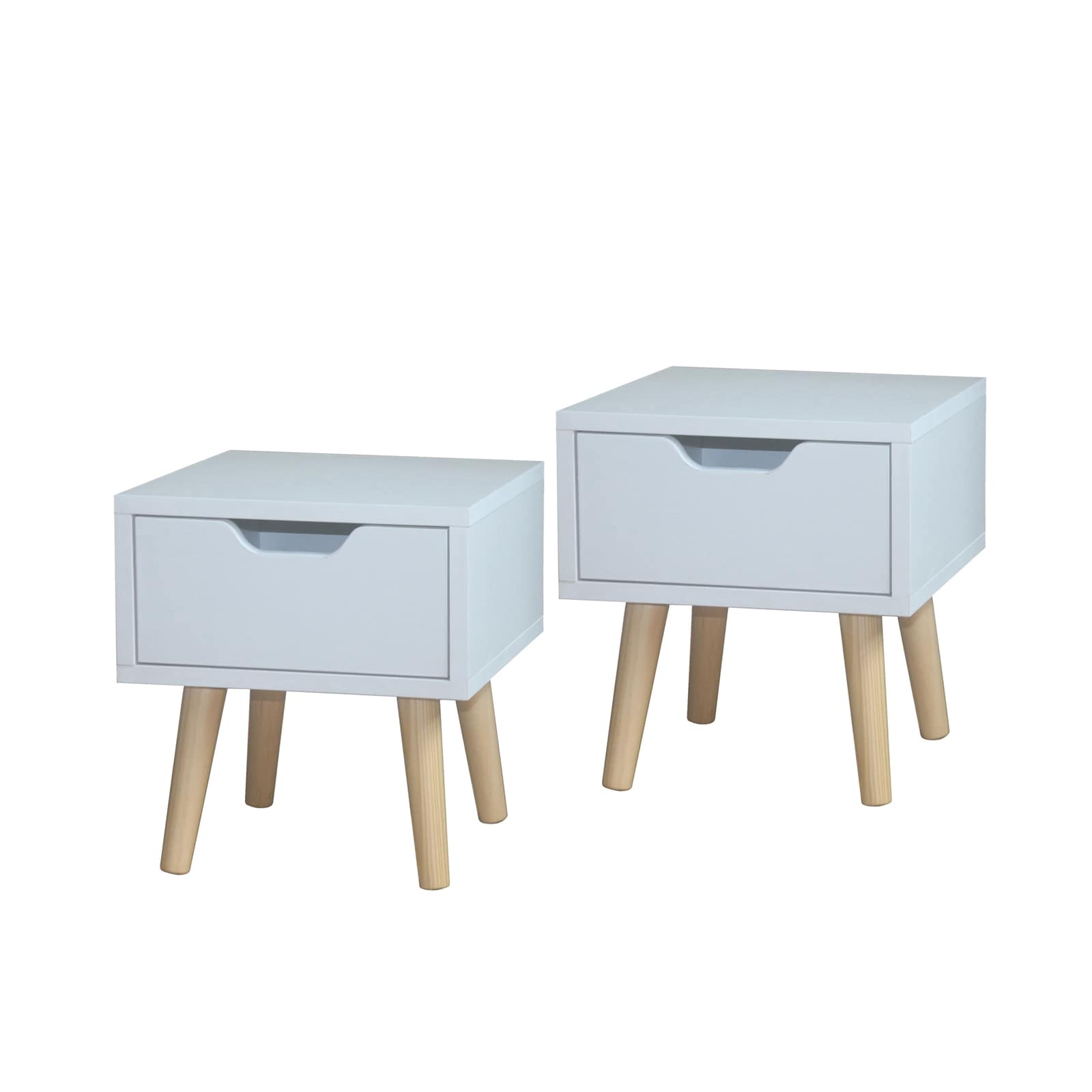 HTI-Living Nachttisch 1 Schublade 2er-Set Thekla Wei&szlig; 