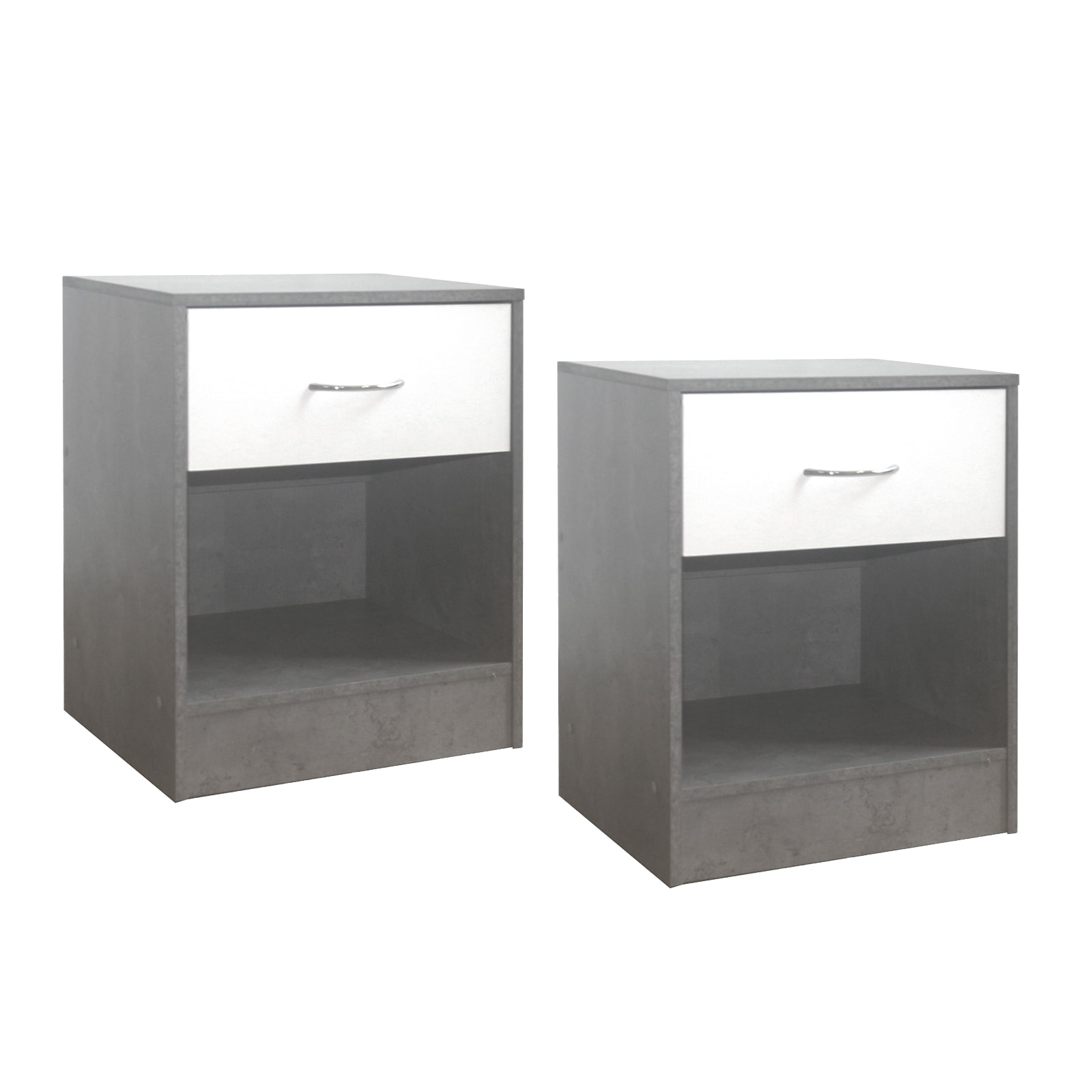 HTI-Living Nachtschrank 2er Set Thekla Beton/Wei&szlig; 