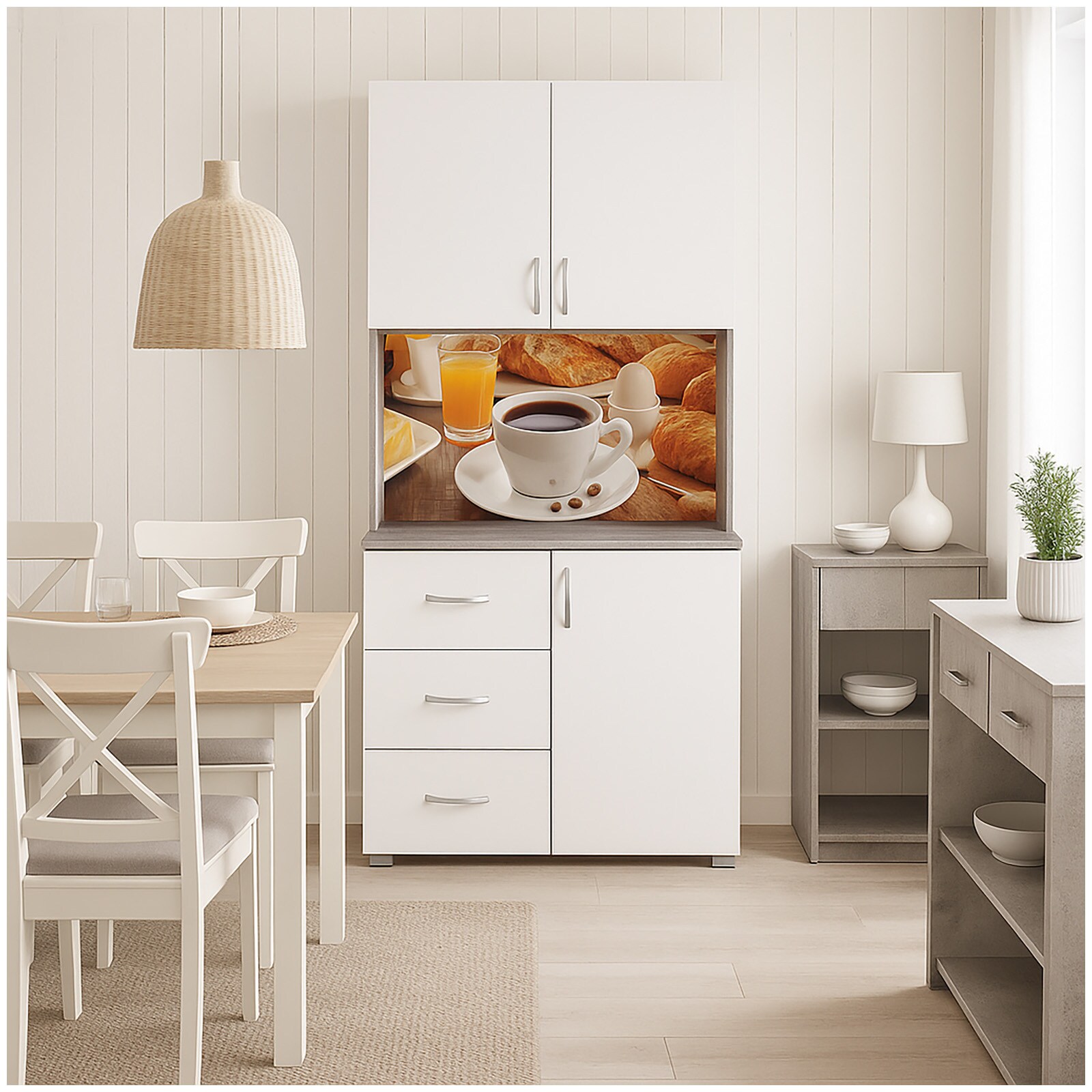 HTI-Living K&uuml;chenschrank Wei&szlig;/Beton Blanca Bistro 
