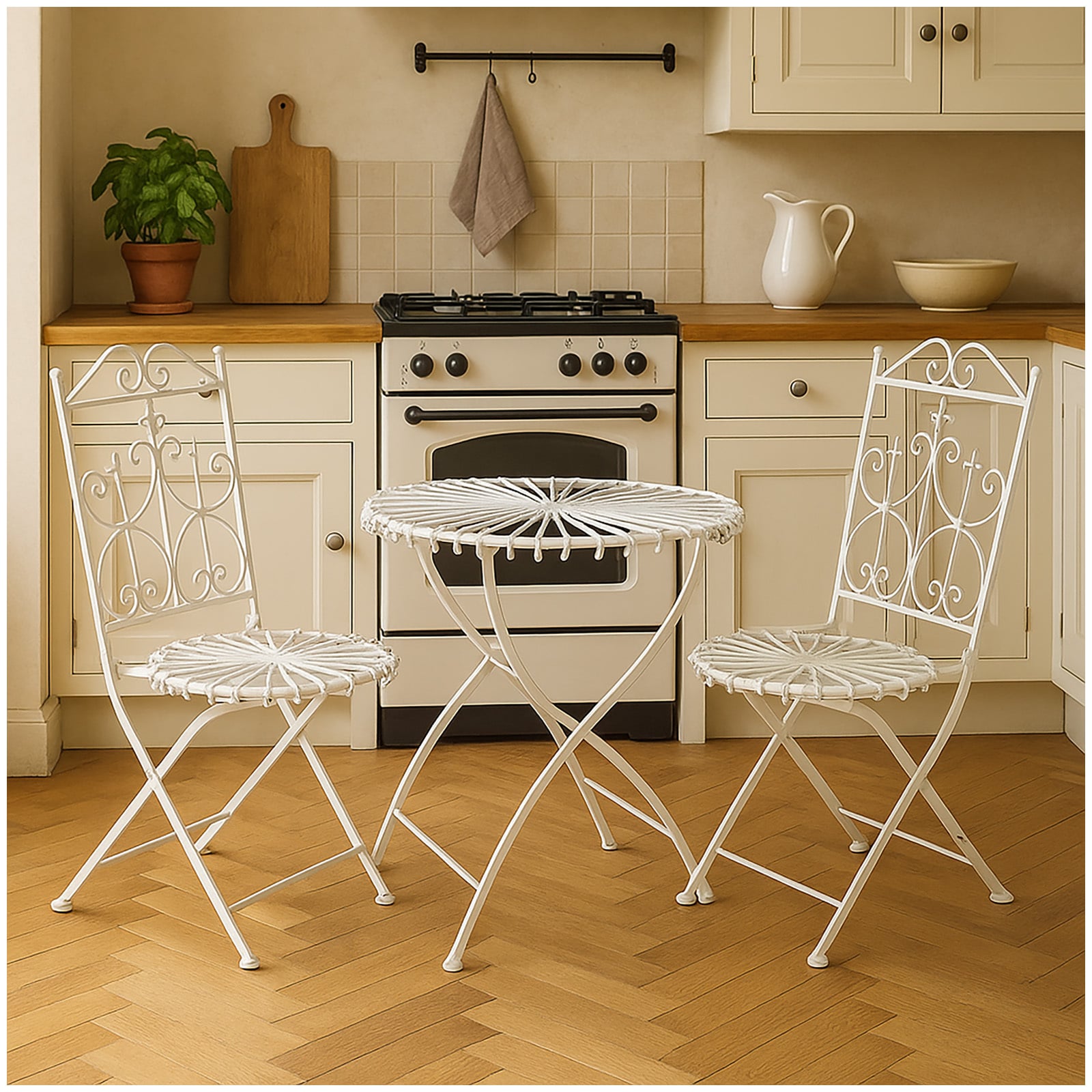 HTI-Living Essgruppe 3-teilig Wei&szlig; Romantic Garden 