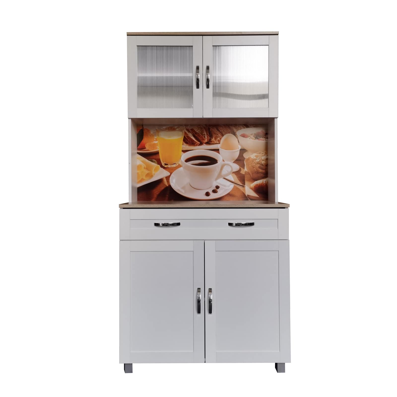 HTI-Living K&uuml;chenbuffet Wei&szlig; mit Glasteil Blanca Bistro 