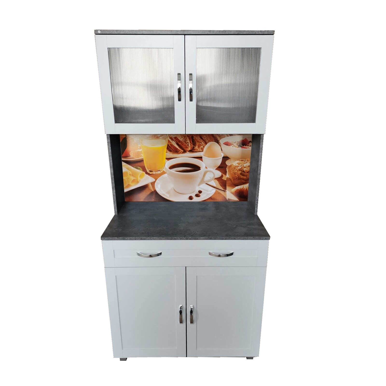 HTI-Living K&uuml;chenbuffet mit Glasteil Wei&szlig;/Beton Blanca Bistro 