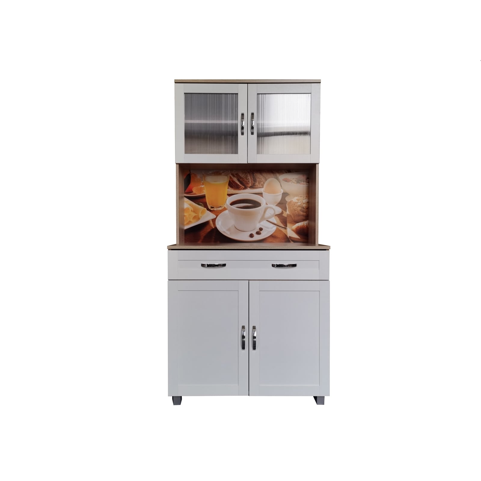 HTI-Living K&uuml;chenbuffet mit Glasteil Sonoma/Wei&szlig; Blanca Bistro 