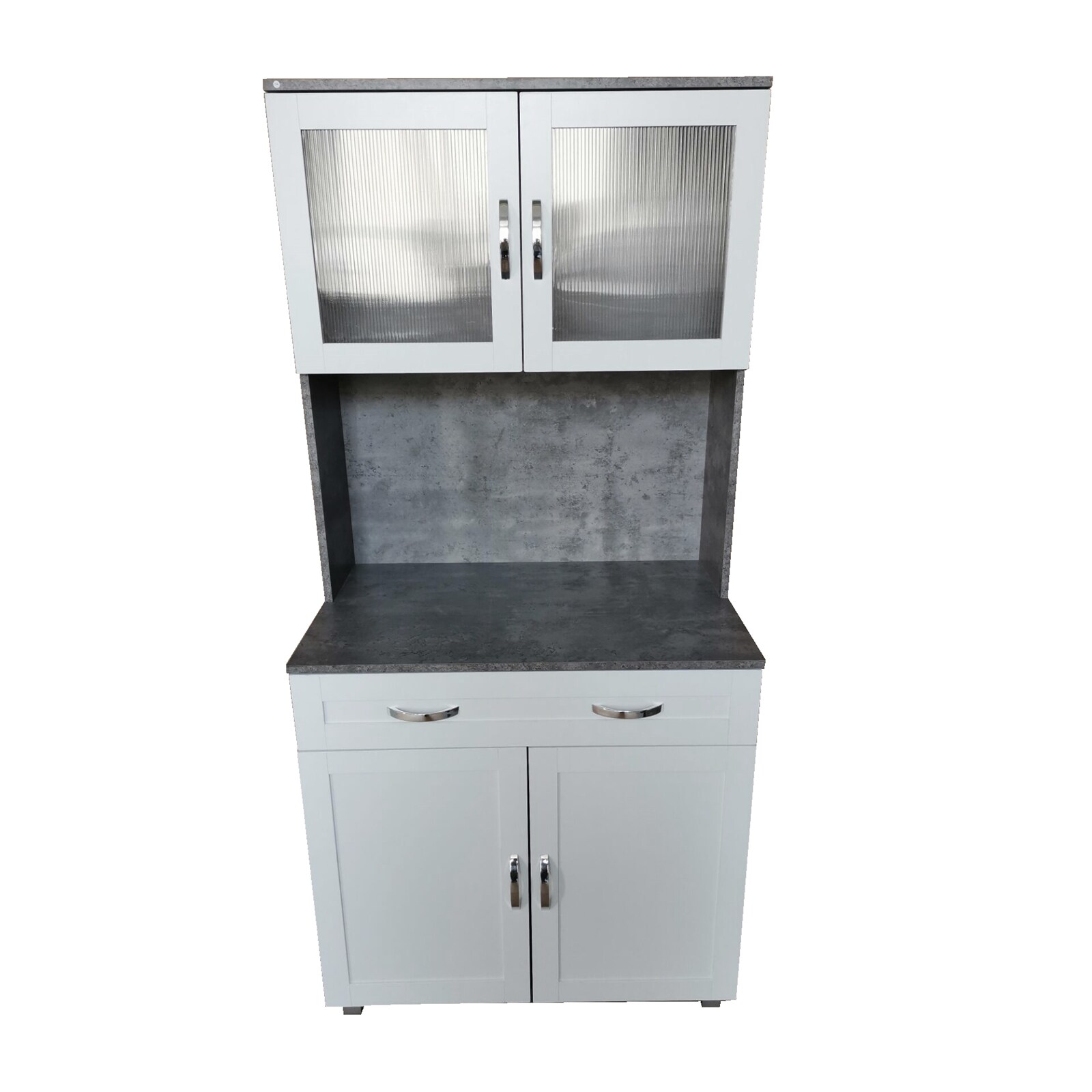 HTI-Living K&uuml;chenbuffet mit Glasteil Beton Wei&szlig; Blanca 